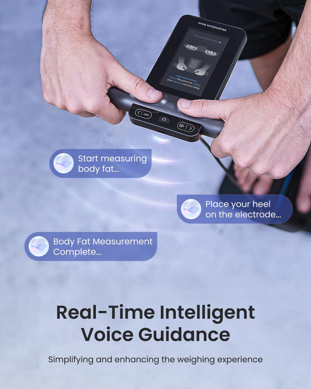 RENPH Smar Scal fo Bod Weight 8-Electrod Bod Compositio Scal wit BMI Bod Fat Muscl Mass Rechargeabl Bod Fa Scal wit Full-Colo TF LC o Handle MorphoSca Nova