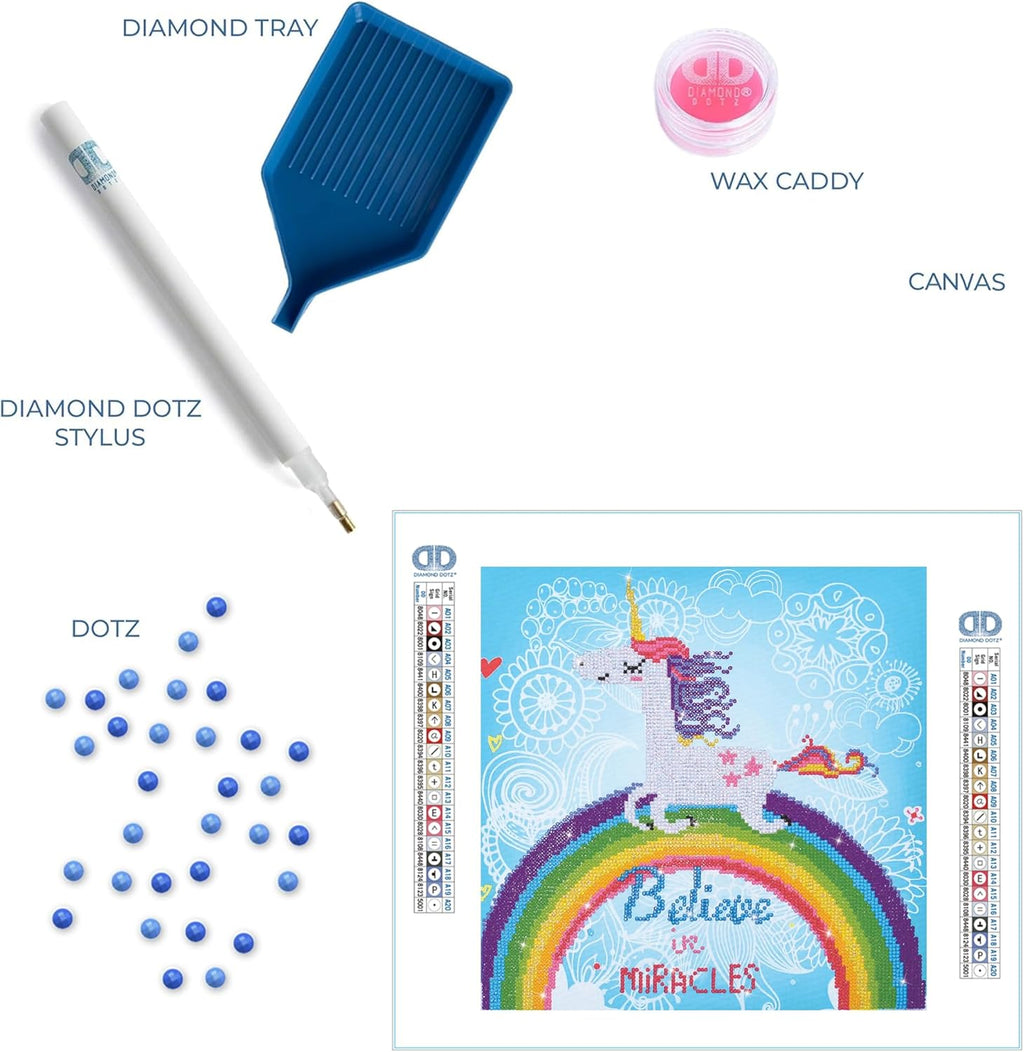 DIAMON DOT Believ i Miracle Unicor Diamon Paintin Kit fo Adult Diamon Ar Kit Relaxin Creativ Craf Ki wit Dot Gem 13.8inchx13.8inch