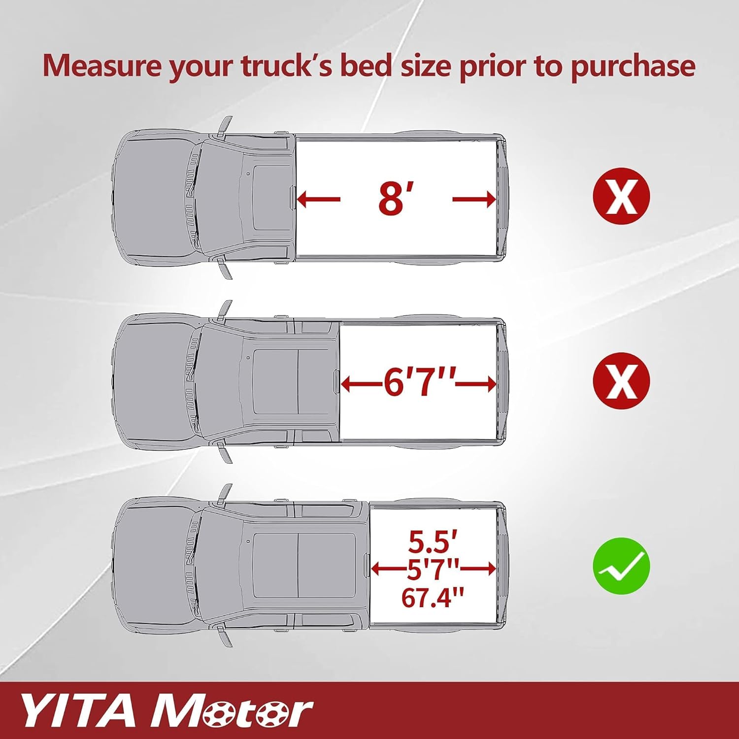 YITAMOTOR Soft Tri-fold Truck Bed Tonneau Cover Compatible with 2015-2025 Ford F-150 5.5 ft bed