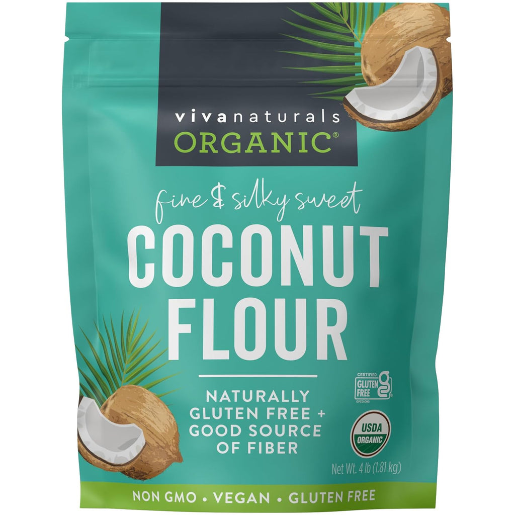 Viv Natural Organi Coconu Flour lb (1.8 kg Glute Fre Flou fo Keto Pale Vega Baking Goo Sourc o Fiber Lo Fat Non-GMO Unbleache Unrefined