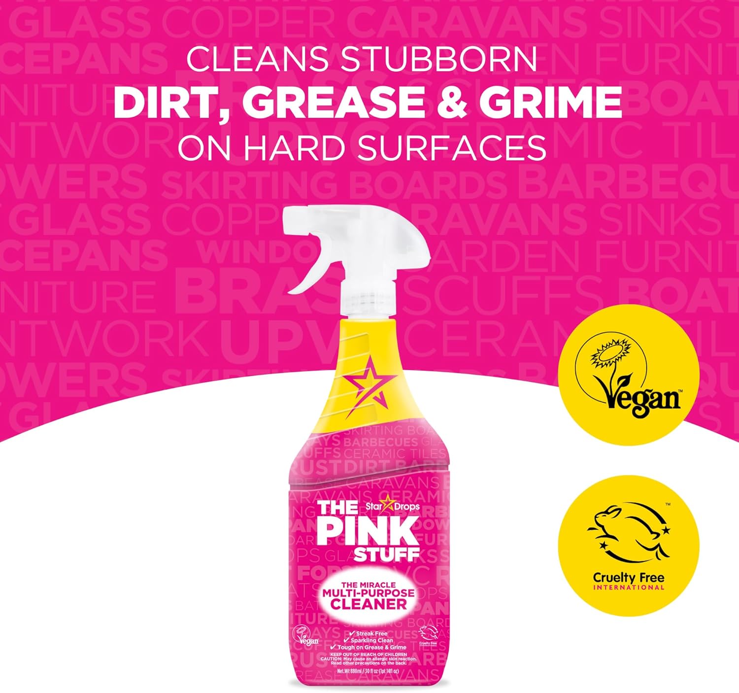 The Pink Stuff Miracle Multi-Purpose Cleaner Spray, 30 fl oz ¨C Now 20% More! Powerful All-Purpose Cleaning Solution for Kitchens, Bathrooms, Floors More ¨C Cuts Through Grease Grime with Ease