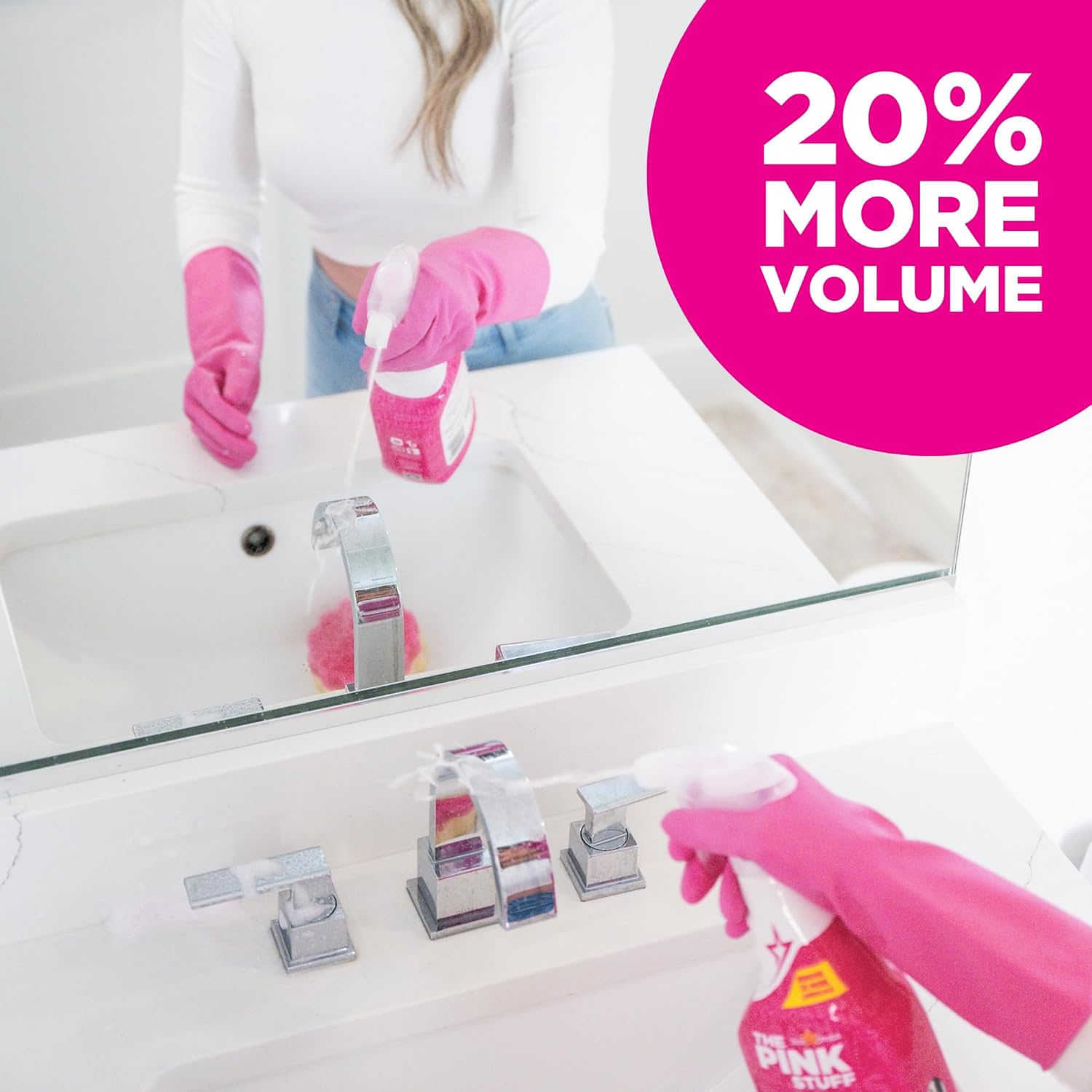 Stardrops - The Pink Stuff Miracle Bathroom Foam Cleaner, 30 fl oz ¨C Now 20% More! Powerful Foaming Action for Showers, Sinks, Tubs Tiles ¨C Removes Soap Scum, Limescale Grime with Ease