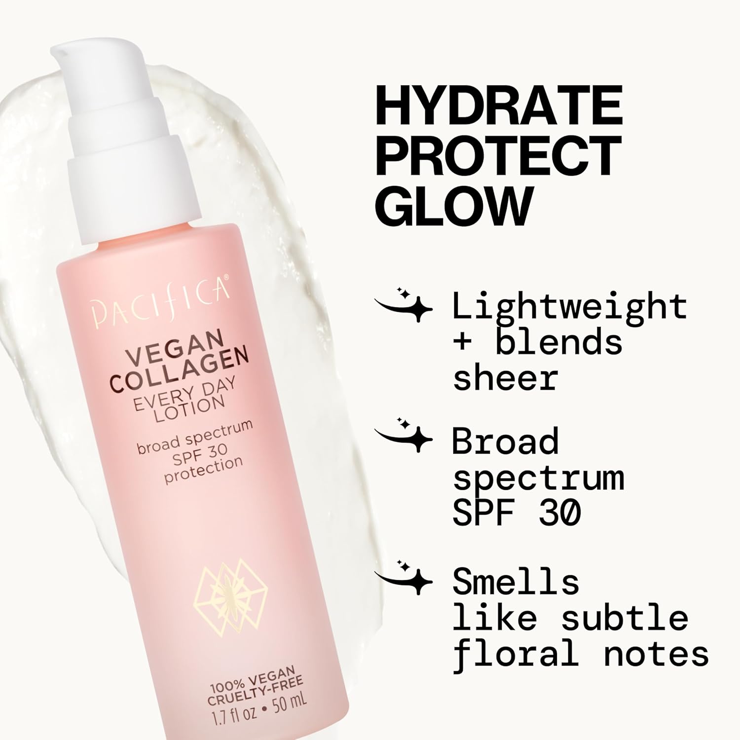 Pacific Beaut Vega Collage SP 3 Broa Spectru Sunscree Ever Da Fac Lotion UVA/UV Protectio fo Al Ski Types Lightweight Moisturizin Hydrating Cruelt Free White 1. F Oz