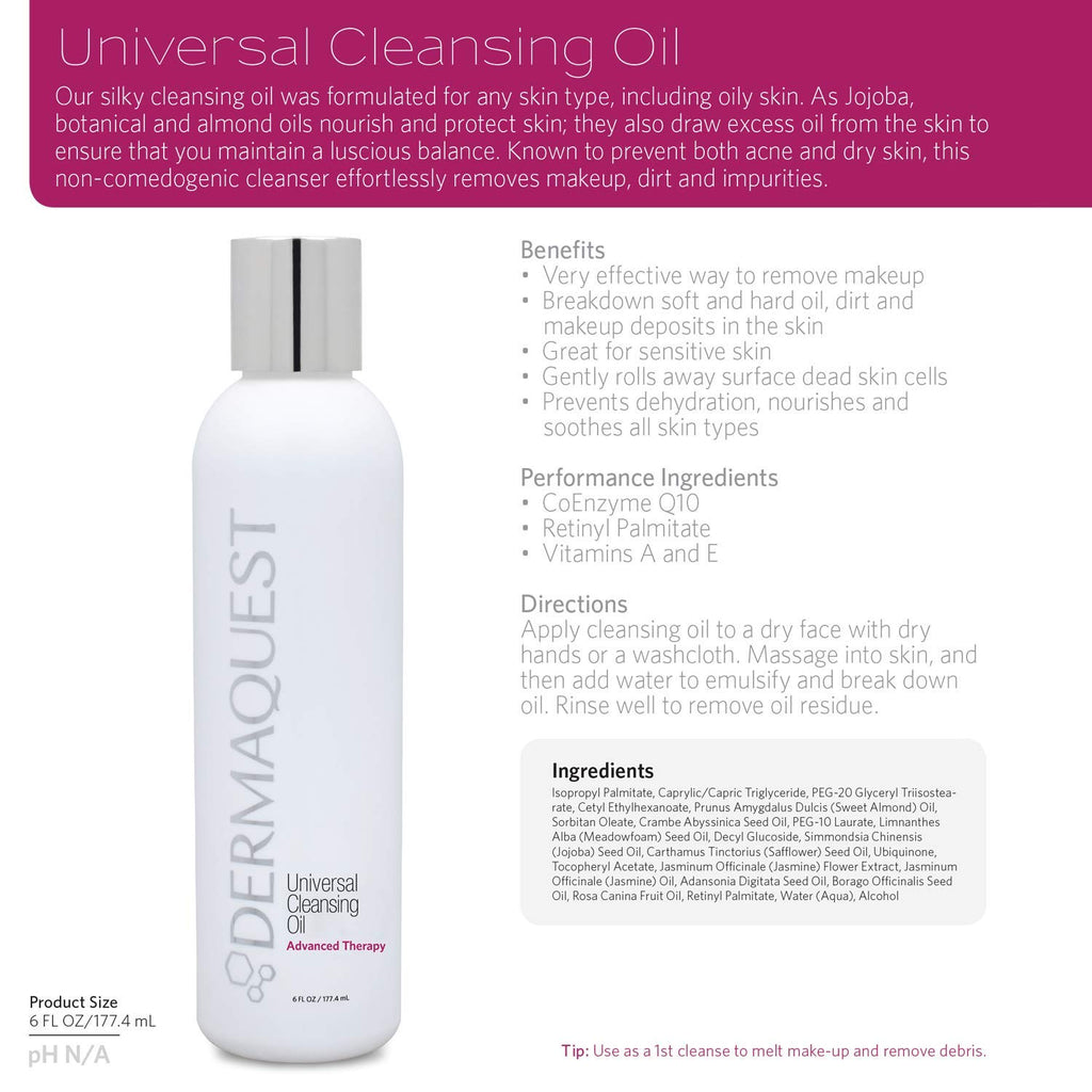 DermaQues Advance Therap Universa Ant Agin Cleansin Oi an Makeu Remove Fo Dry Oil an Sensitiv Ski Nourishe Soothe Non-Comedogeni (6oz)