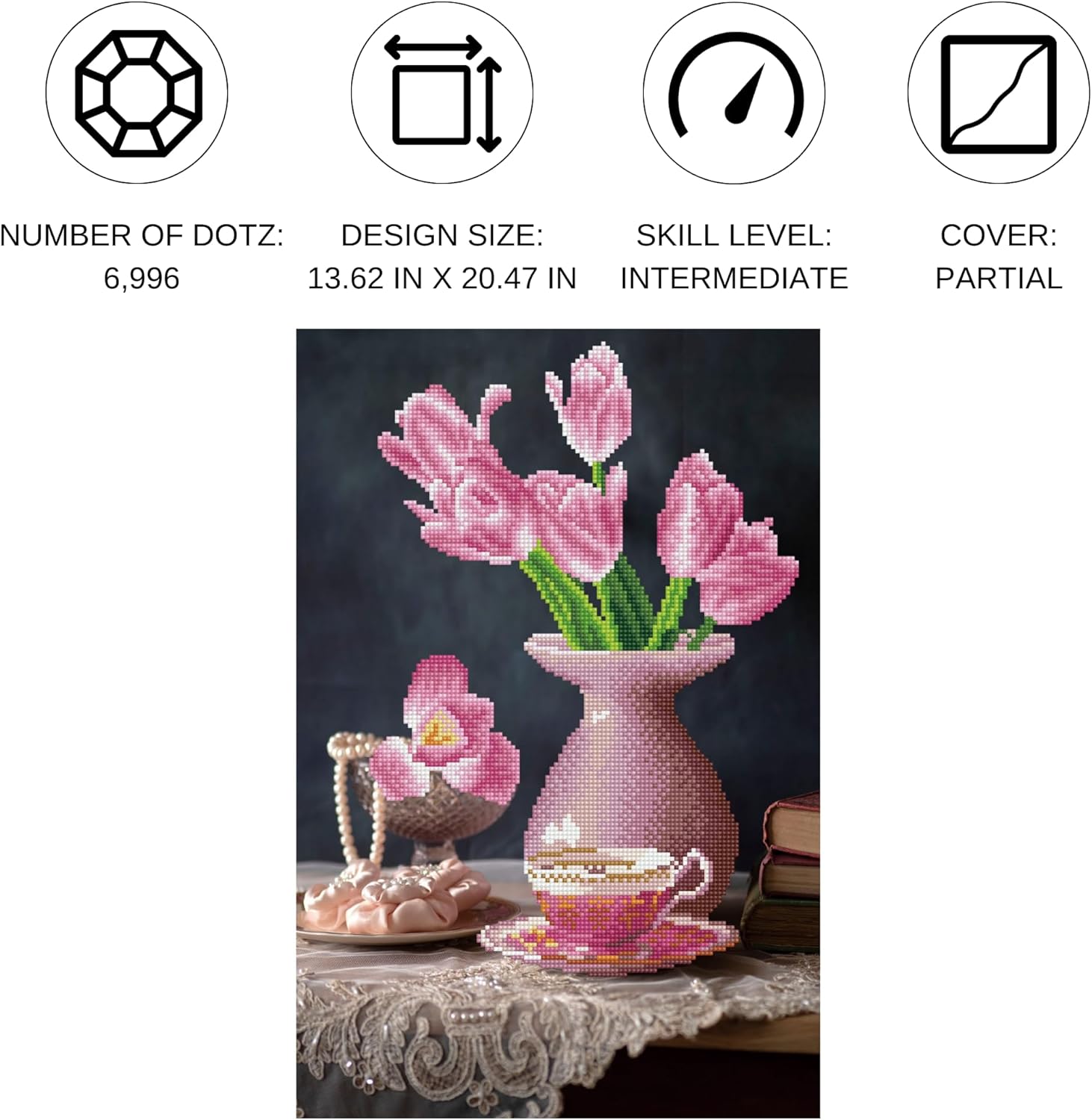 DIAMON DOT Daybrea Tulip Diamon Paintin Kit fo Adult Diamon Ar Kit Relaxin Creativ Craf Ki wit Dot Gem 13.6x20.5
