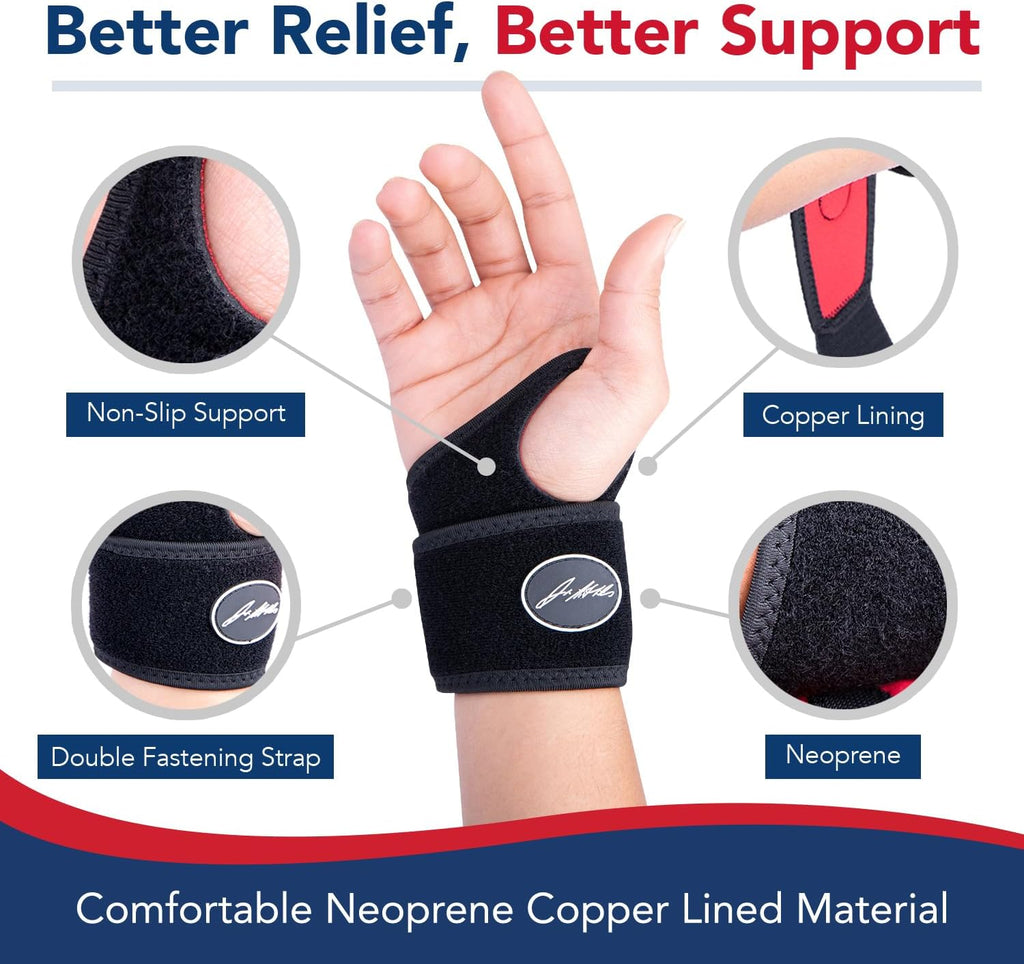 Doctor-Developed Gym Wrist Wraps, Lifting Wrist Wraps for Weightlifting, wrist compression brace for Workout, weightlifting straps With Thumb Loops, wrist wraps for weightlifting for Wrist Support, lifting straps gym for Men Women ¨C Black (Single)