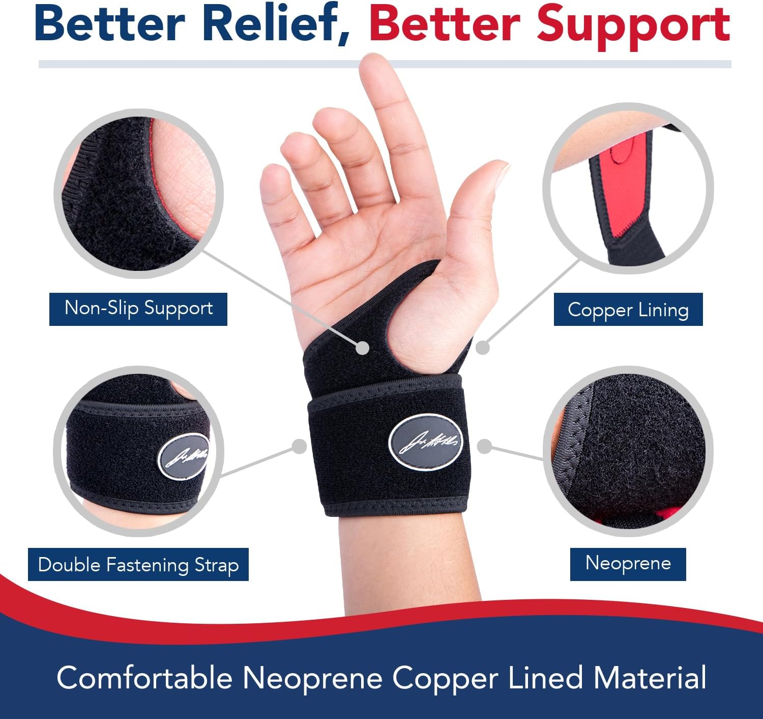 Doctor-Developed Gym Wrist Wraps, Lifting Wrist Wraps for Weightlifting, wrist compression brace for Workout, weightlifting straps With Thumb Loops, wrist wraps for weightlifting for Wrist Support, lifting straps gym for Men Women ¨C Black (Single)