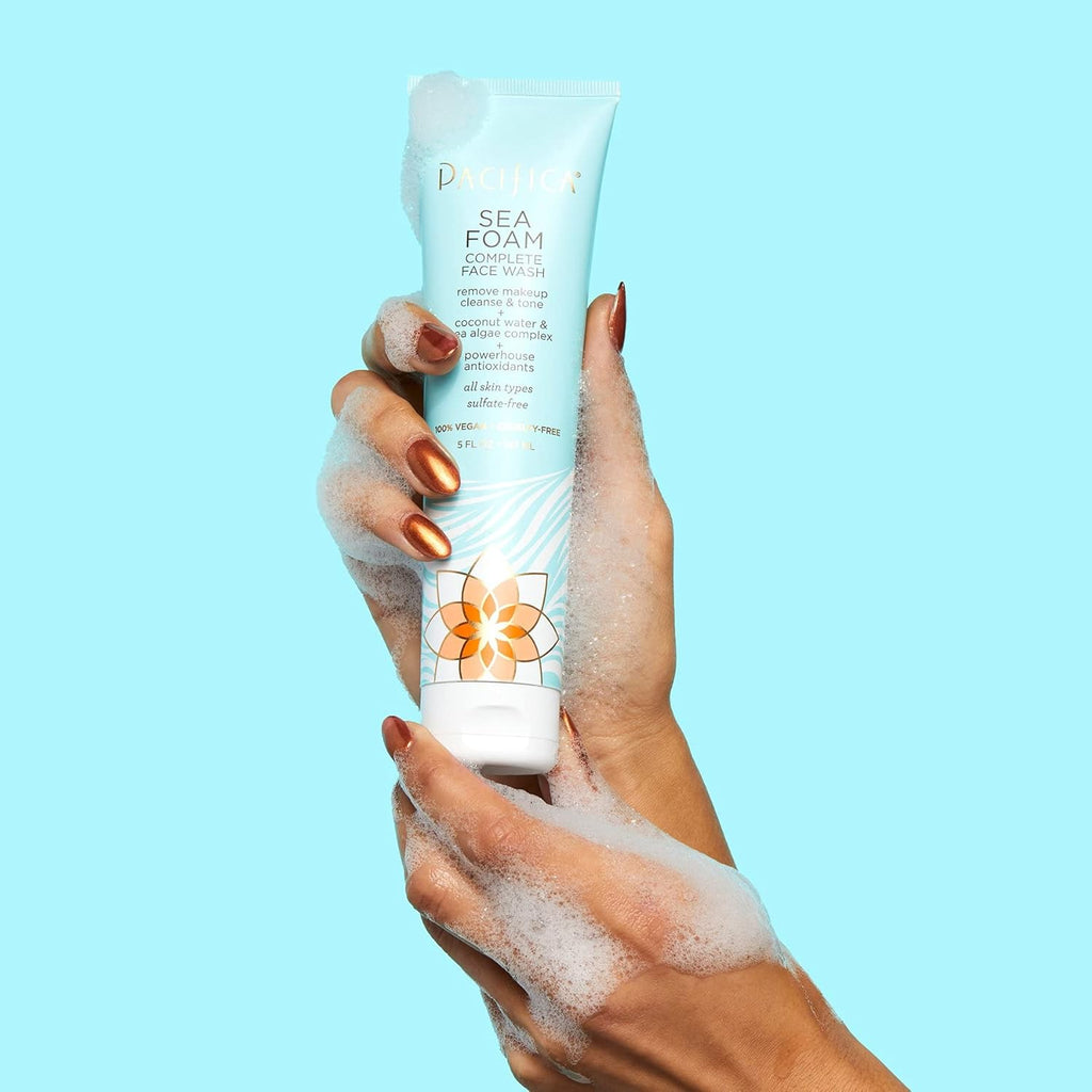 Pacific Beaut Complet Fac Wash Gentl Dail Facia Cleanse fo Al Ski Types Remove Makeup Oi Dirt Se Foam oz Pack