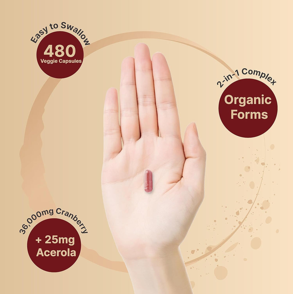 NatureBel Pac Cranberr Pill 36,000m wit Acerola 48 Tota Veggi Capsule 100: Fres Cranberrie Extrac Organi Ingredient Support Urinar Trac Healt Suga Free