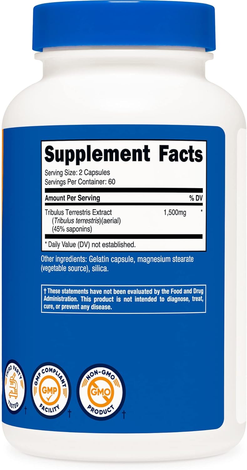 Nutricost Tribulus Terrestris Extract 750mg, 120 Capsules (2 Bottles)