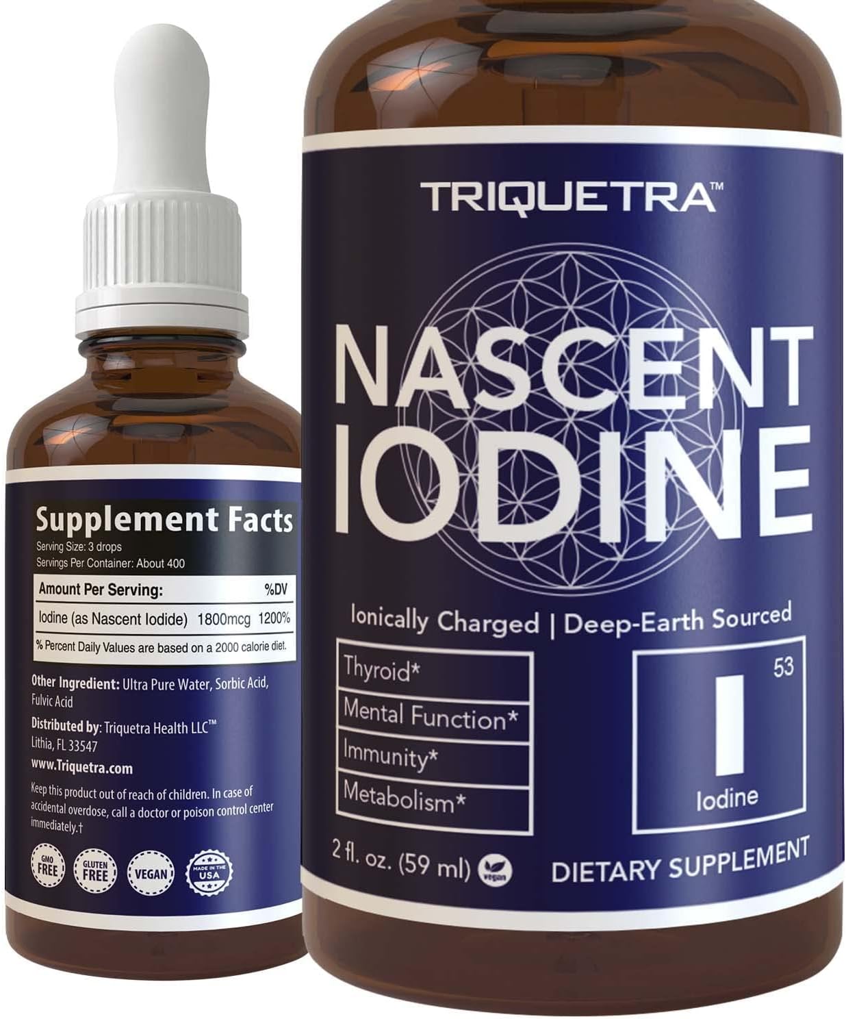 Nascen Iodin Supplemen 40 Servings Glas Bottle Vegan 180 mc 60 mc pe Dro Pure Clea Colo Support Thyroi Health Energy Immunit Metabolis ( oz.)