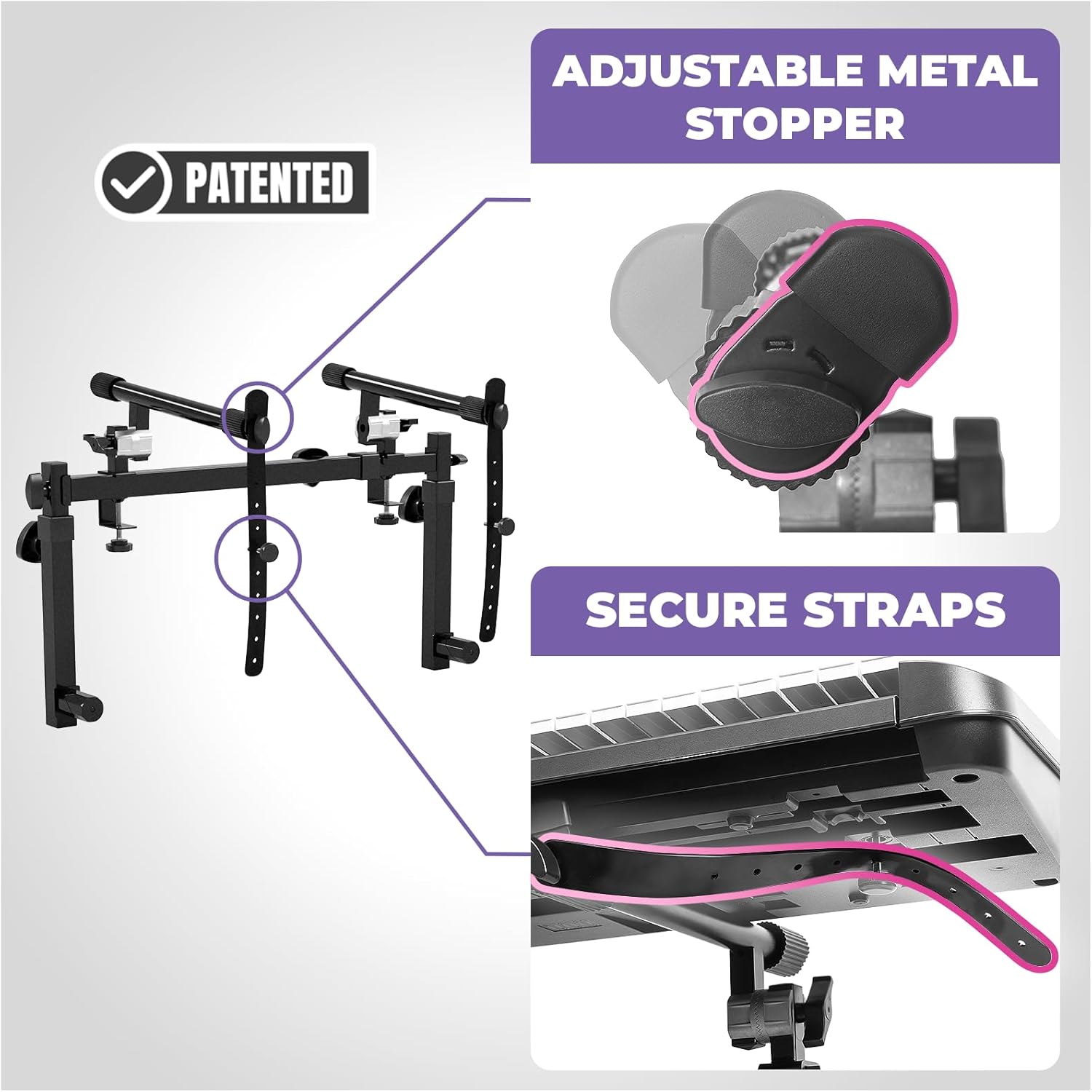 Liqui Stand Dua Pian Keyboar Stan wit 2n Tie  Styl Adjustabl an Portabl Tie Heav Dut Musi Stan fo Synth an Electri Digita Keyboard Fit 5 6 8 Ke Pianos