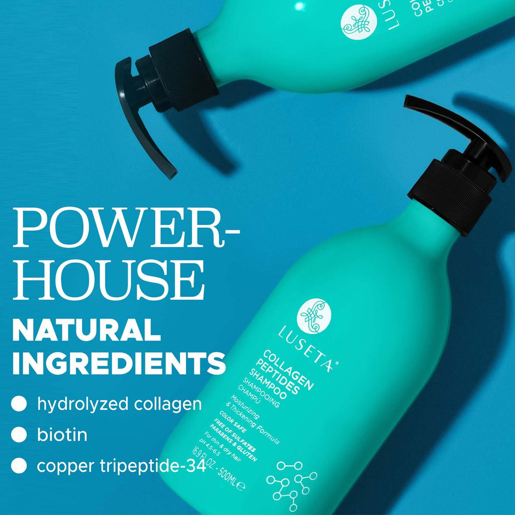 Luset Thickenin Shampo an Conditione Se wit Collage Peptide Strengthe an Moisturiz fo Thi Dr Hair Promot Thicknes an Reduc Breakag fo Fuller-Lookin Hai 16.9oz¡Á2