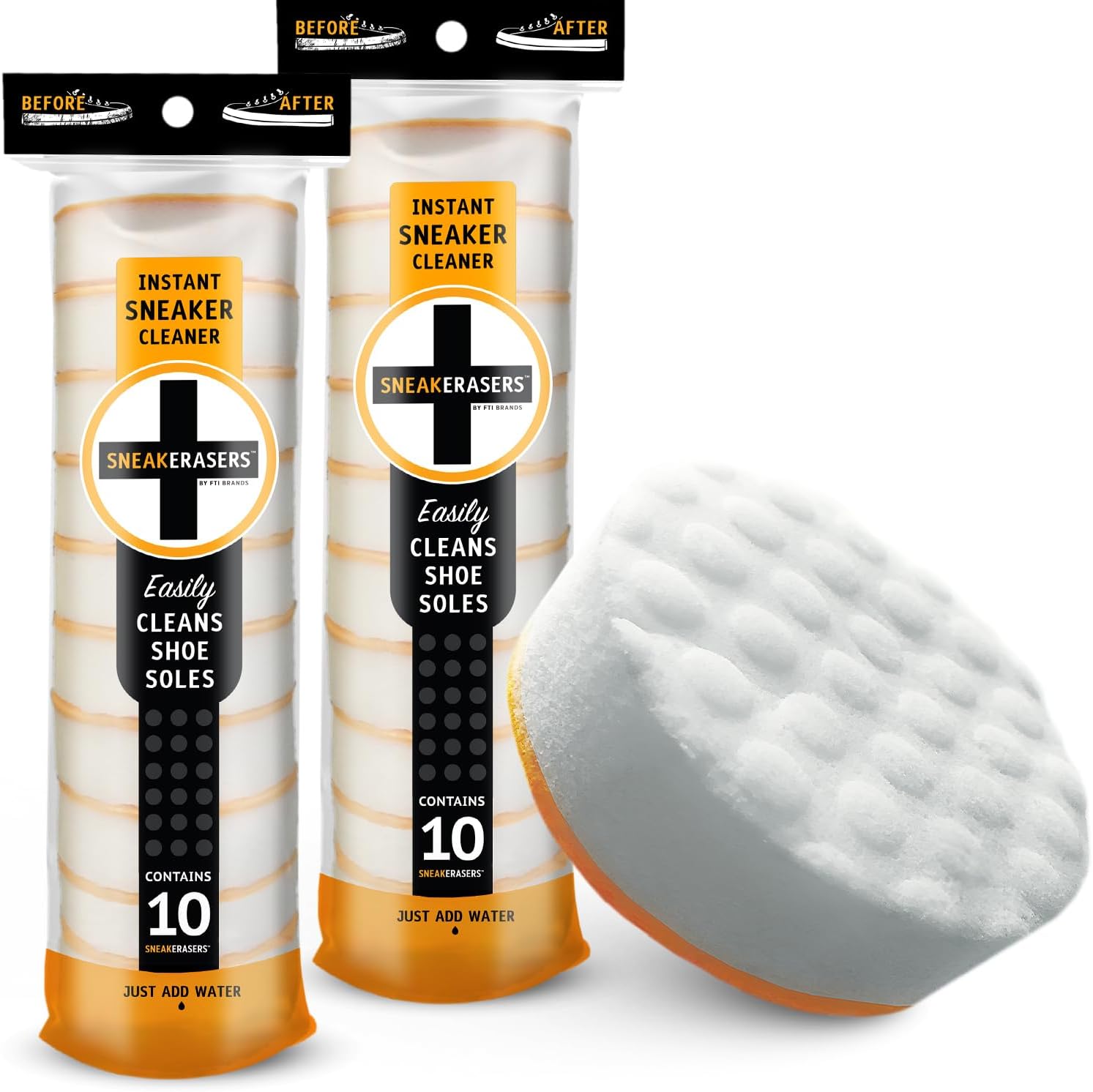 SneakERASERS Sole Sneaker Cleaner, Premium Shoe Cleaner for Sneakers, Dual-Sided Sponges, Effective for Tennis Shoes Women Men Sneakers, Gentle Rub Design Cleaner Kit, 20 Pack
