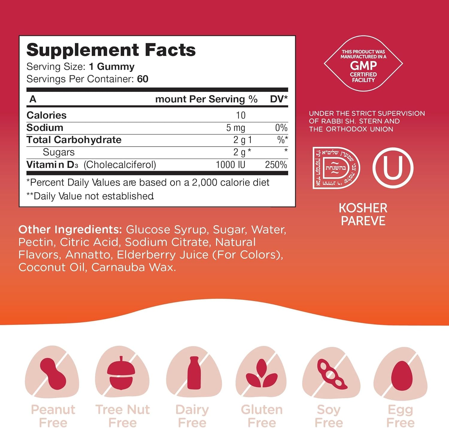 Zahle Chapte On Vitami D 100 I Gummie fo Kid Adult (6 Count Certifie Kosher Mad i USA