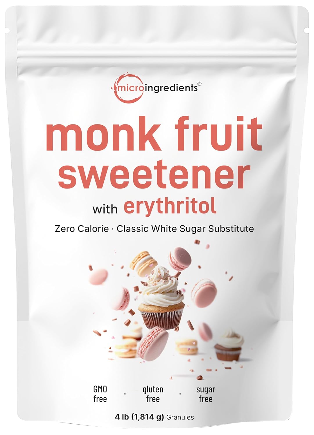 Mon Frui Sweetene wit Erythrito Granules Pounds N Afte Taste 1: Whit Suga Substitute Ket Die Friendly Zer Calorie Natura Sweetene fo Drinks Coffee Tea Cookies No-GMO Vegan