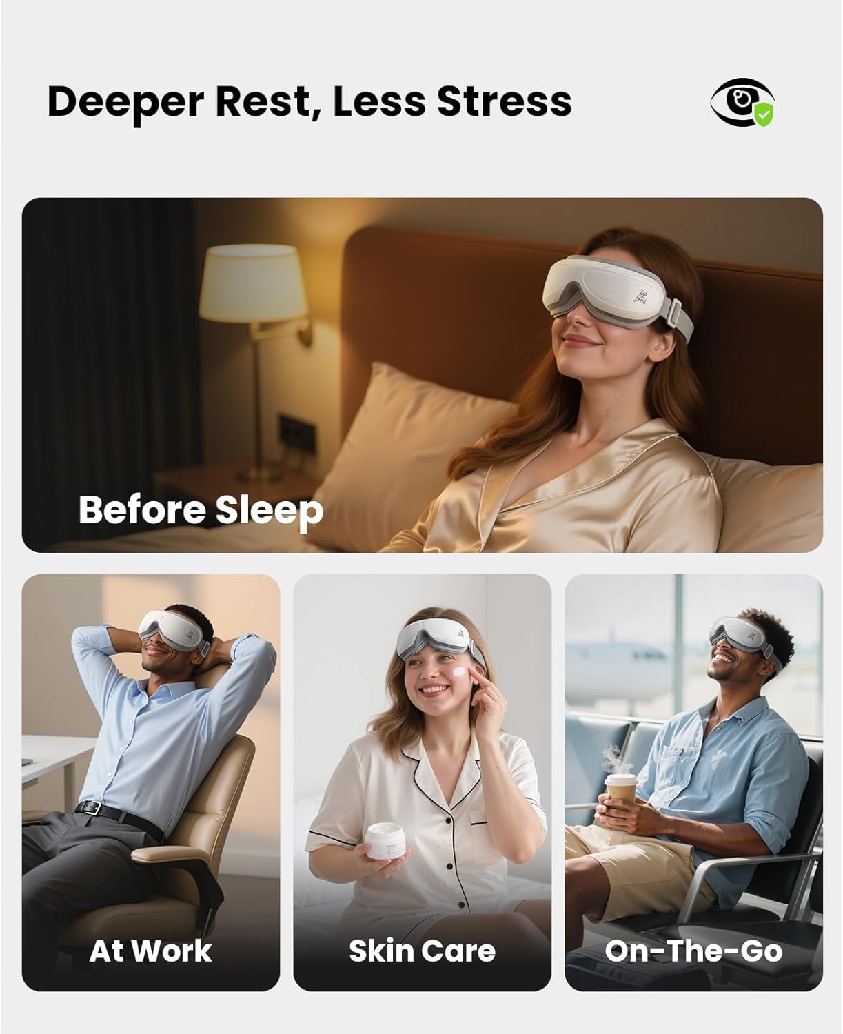 BOB AND BRAD Eye Massager FSA Eligible/HSA Eligible, EyeOasis 2 Heated Eye Mask for Migraines with Music, Smart Migraine Massager Reduce Dry Eyes Improve Sleep, Christmas Birthday Gifts for Women Men