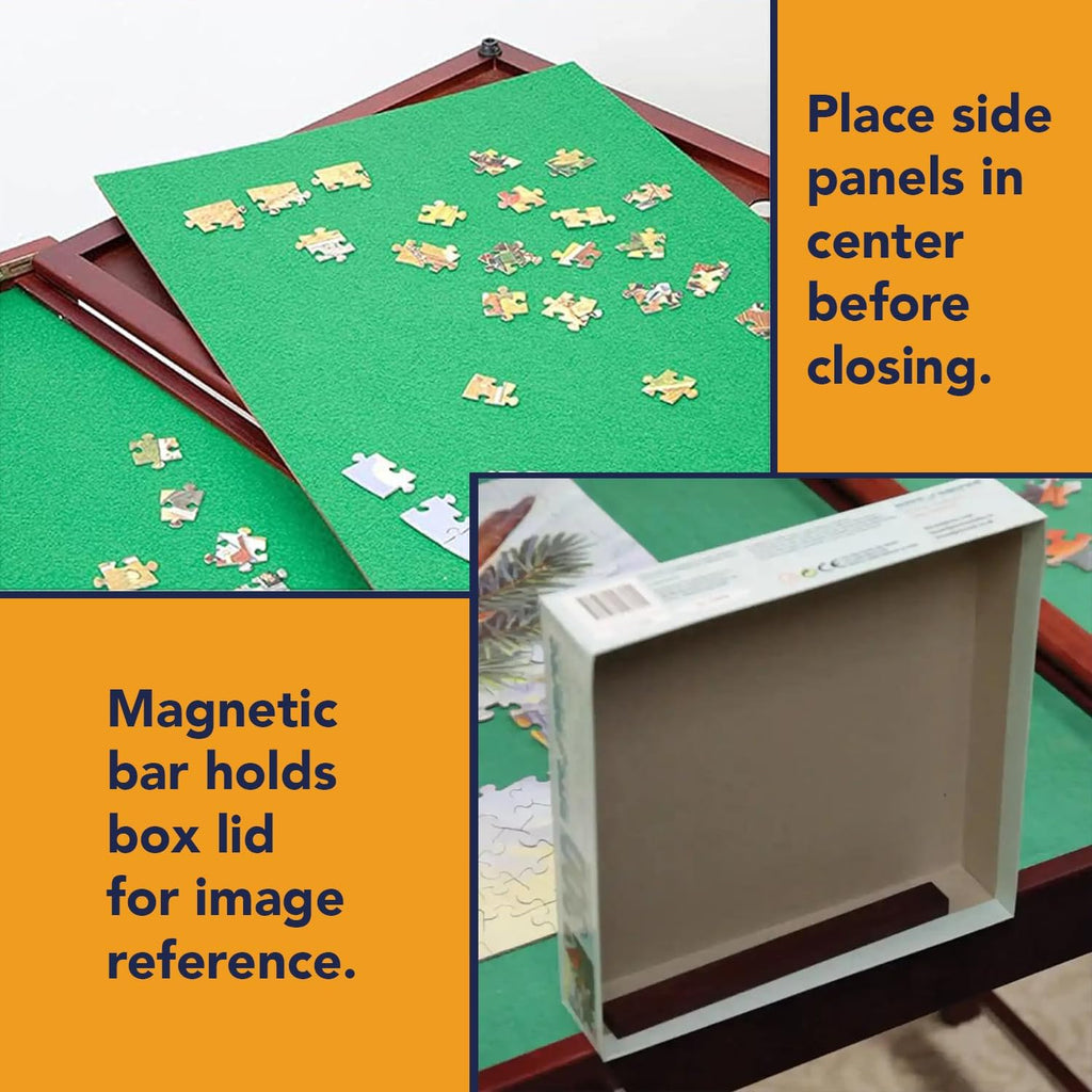 Bit an Piece Fold-and-g Woode Jigsa Puzzl Tabl wit Leg Foldin Puzzl Boar 150 Pieces Non-Sli Top Carr Handle Fel Sortin Area 66inc 25inc Wor Surface