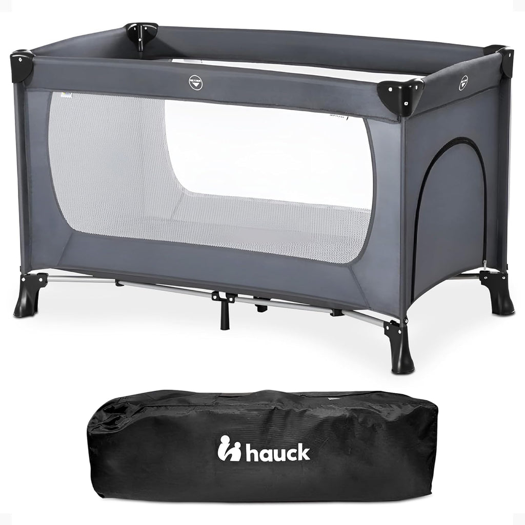 hauck Baby & Toddler Foldable Travel Cot and Portable Playpen, Dream N Play Plus, Grey
