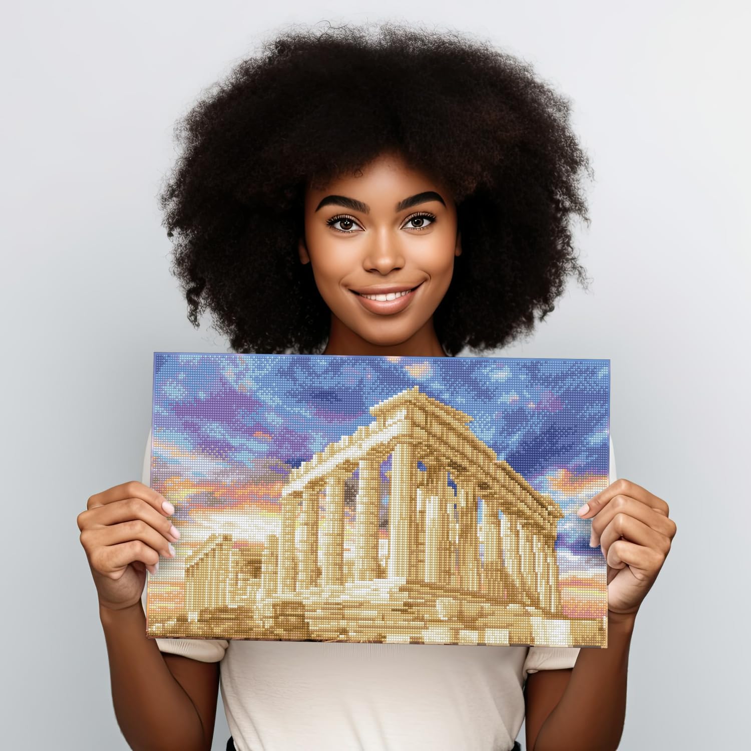 DIAMON DOT Partheno Temple Acropolis Athens Greec Diamon Paintin Kit fo Adult Diamon Ar Kit Relaxin Creativ Craf Ki wit Dot Gem 20.5x12.2