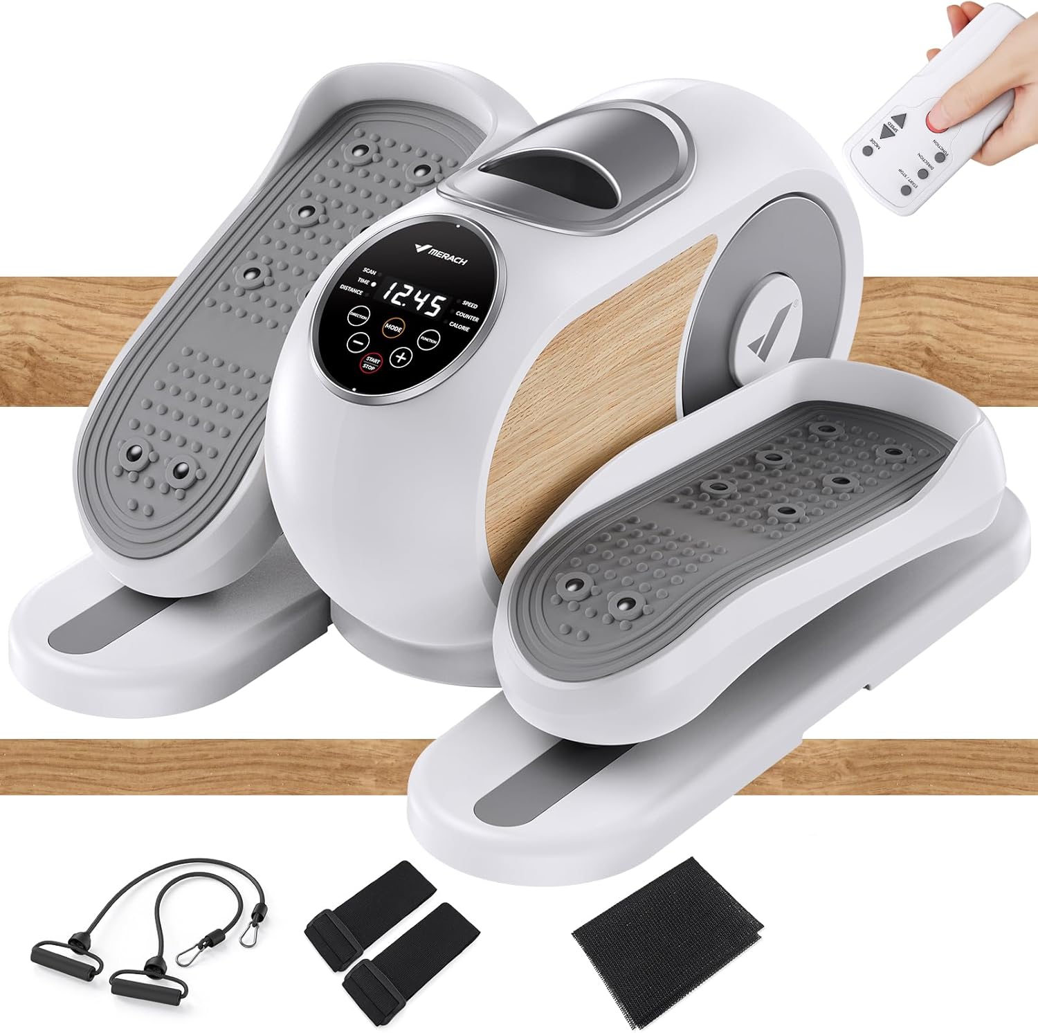 MERAC Unde Des Elliptica Exercis Machine Le Exercise Whil Sittin fo Senior wit 1 Adjustabl Speed Remoter Quie Portabl Seate Peda Exercise Full Assembled
