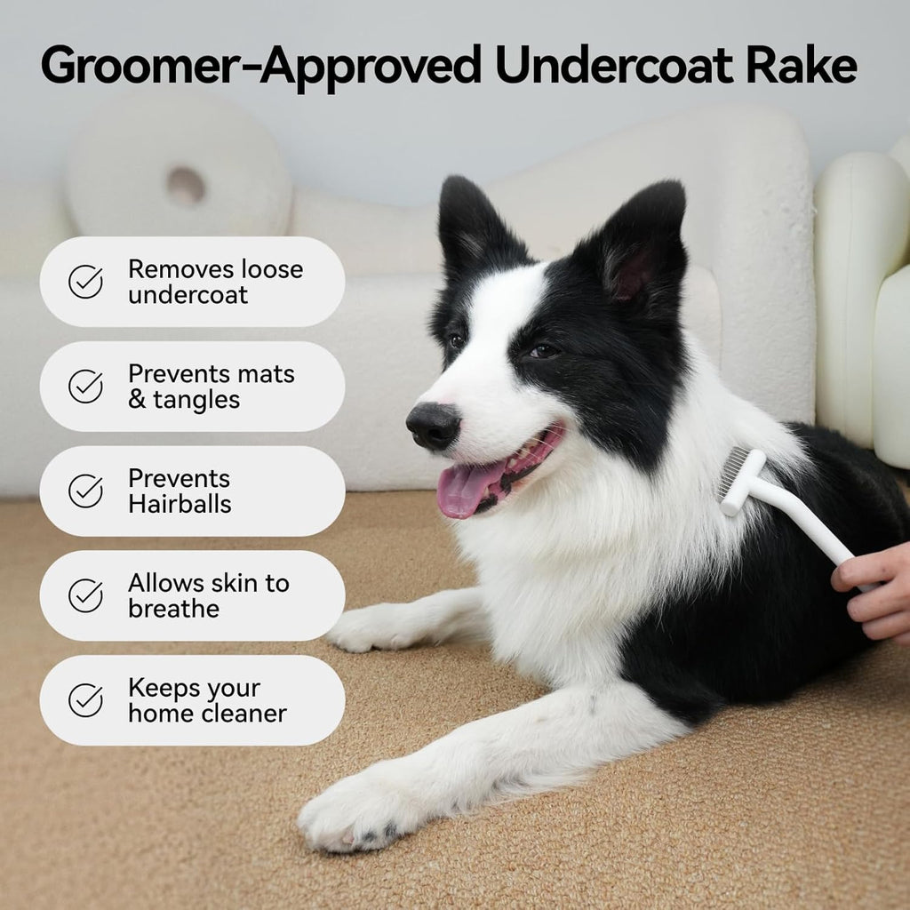 aumuc Undercoa Rak fo Cat Small/Mediu Dog Desheddin Brus Demattin Com fo Double-Coate Pet wit Lon o Shor Hair Matte Fu Groomin Too fo Kitten Puppy Rabbi an Horse
