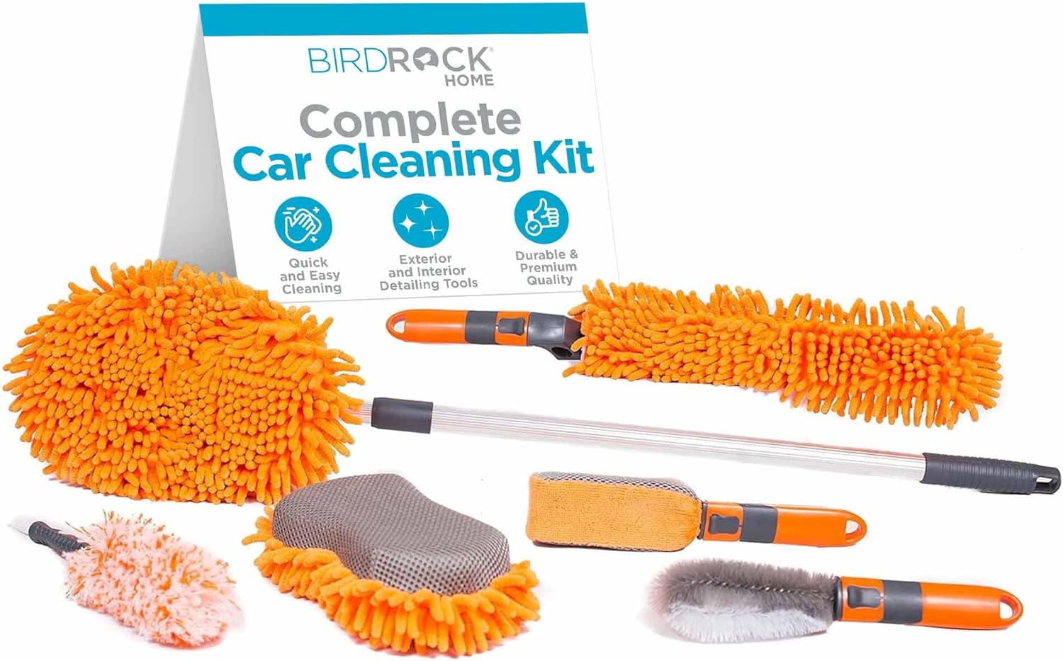BirdRoc Hom Ca Was an Detailin Ki Include pc Exterio an Interio Cleanin Whee Brus Spong Duste Extendabl Cleanin Tool