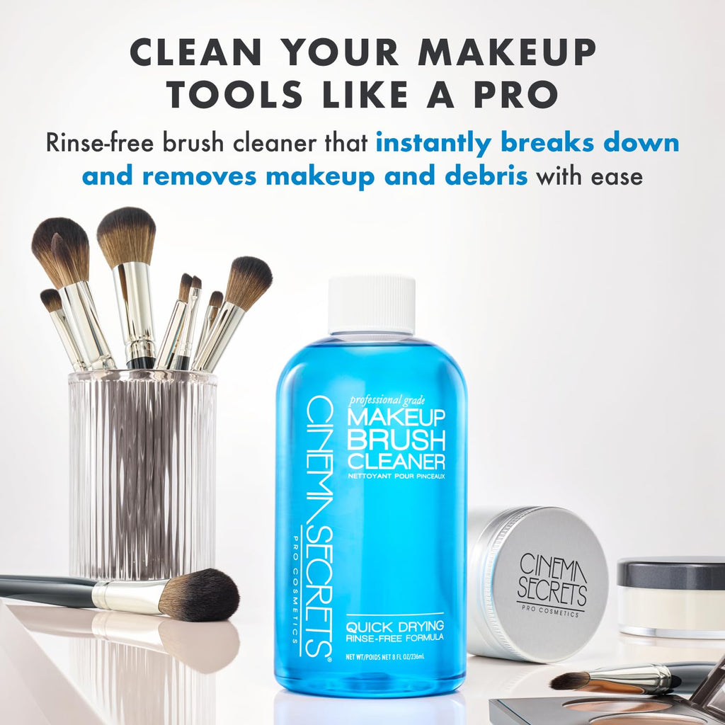 Cinema Secrets Original Blue Vanilla Makeup Brush Cleaner Spray - Professional Cleanser for Makeup Brushes - Quick-Drying, Rinse-Free Formula - Removes Stubborn Waterproof Make Up