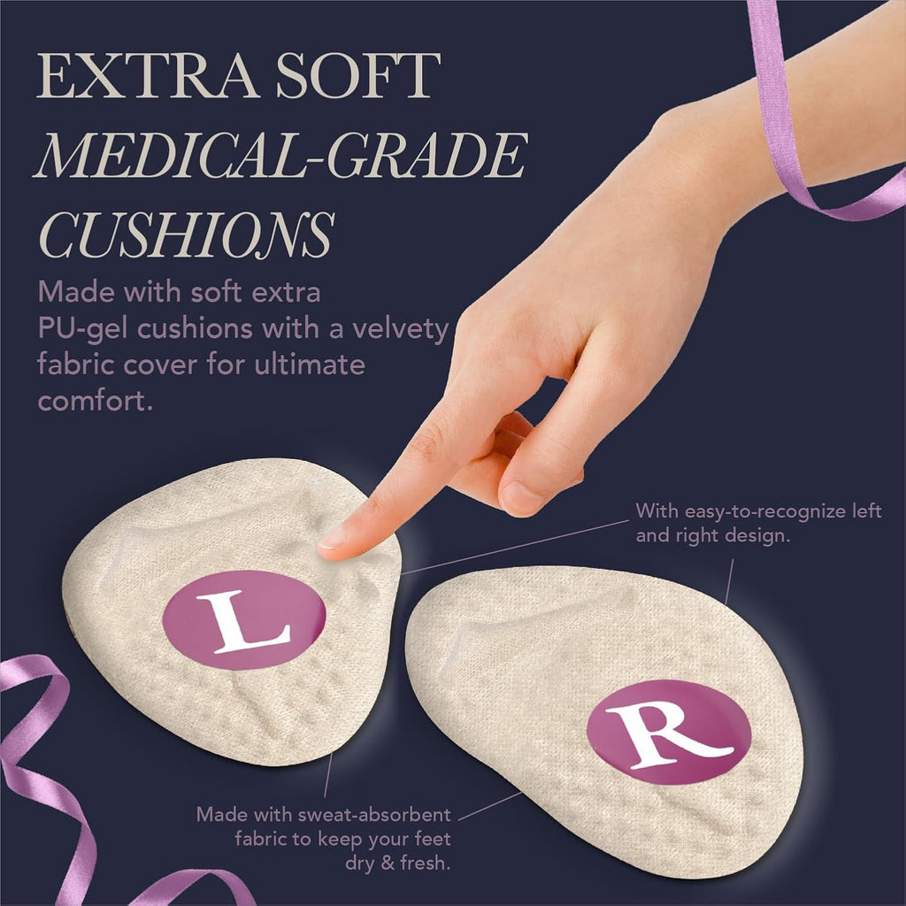 Ballotte Metatarsal Pads for Women Silicone Gel Foot Cushions for High Heels Ball of Foot Pain Relief Non-Slip Shoe Pads for Shock Absorption & All-Day Wear Prevention of Feet Fatigue (Nude 4 Pack)