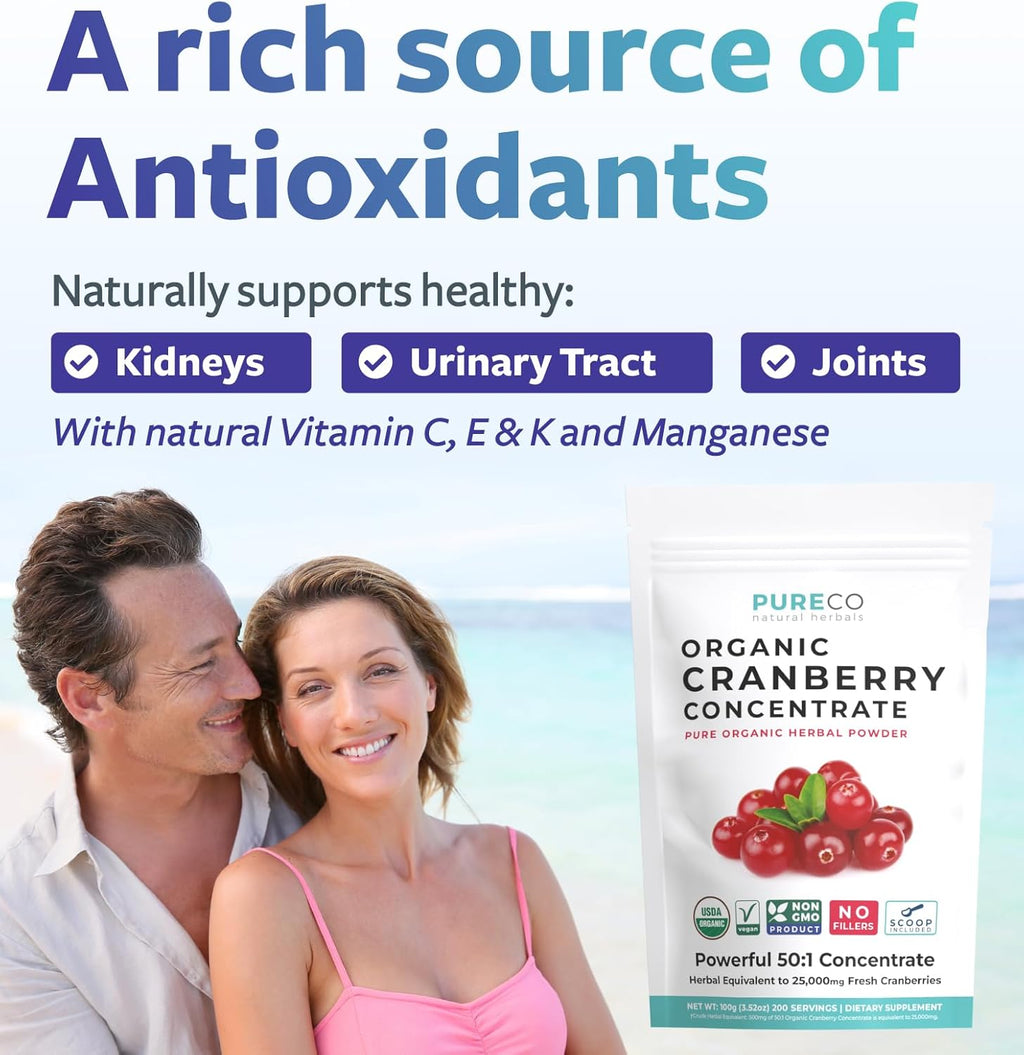 USD Cranberr Powde Organi Certifie Organi Cranberr Juic Concentrat Suppor Urinar Trac Healt fo Wome Me Pur Berr Concentrat Vega Non-GM Fille Fre (20 Servings)