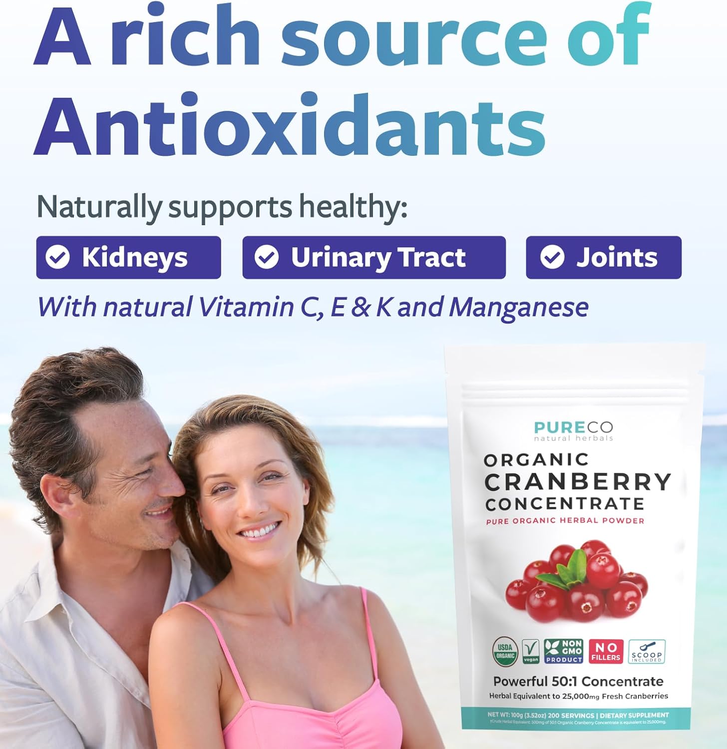 USD Cranberr Powde Organi Certifie Organi Cranberr Juic Concentrat Suppor Urinar Trac Healt fo Wome Me Pur Berr Concentrat Vega Non-GM Fille Fre (20 Servings)
