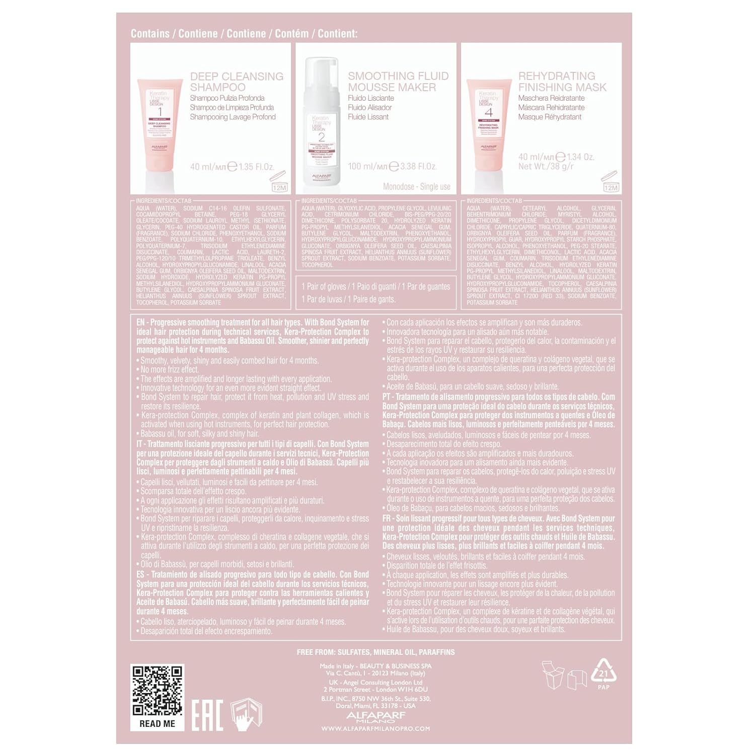 ALFAPAR MILAN Hom Kerati Hai Treatmen Liss Desig Expres Brazilia Hai Straightenin an Smoothin Formaldehyd Fre Sulfat Free