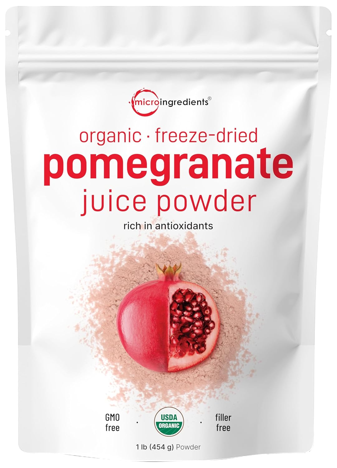 Organi Pomegranat Juic Powder Poun 100 Natura Frui Powde Freez Drie Col Presse N Suga Additive Grea Flavo fo Drinks Smoothie Beverage Non-GM Vega Friendly