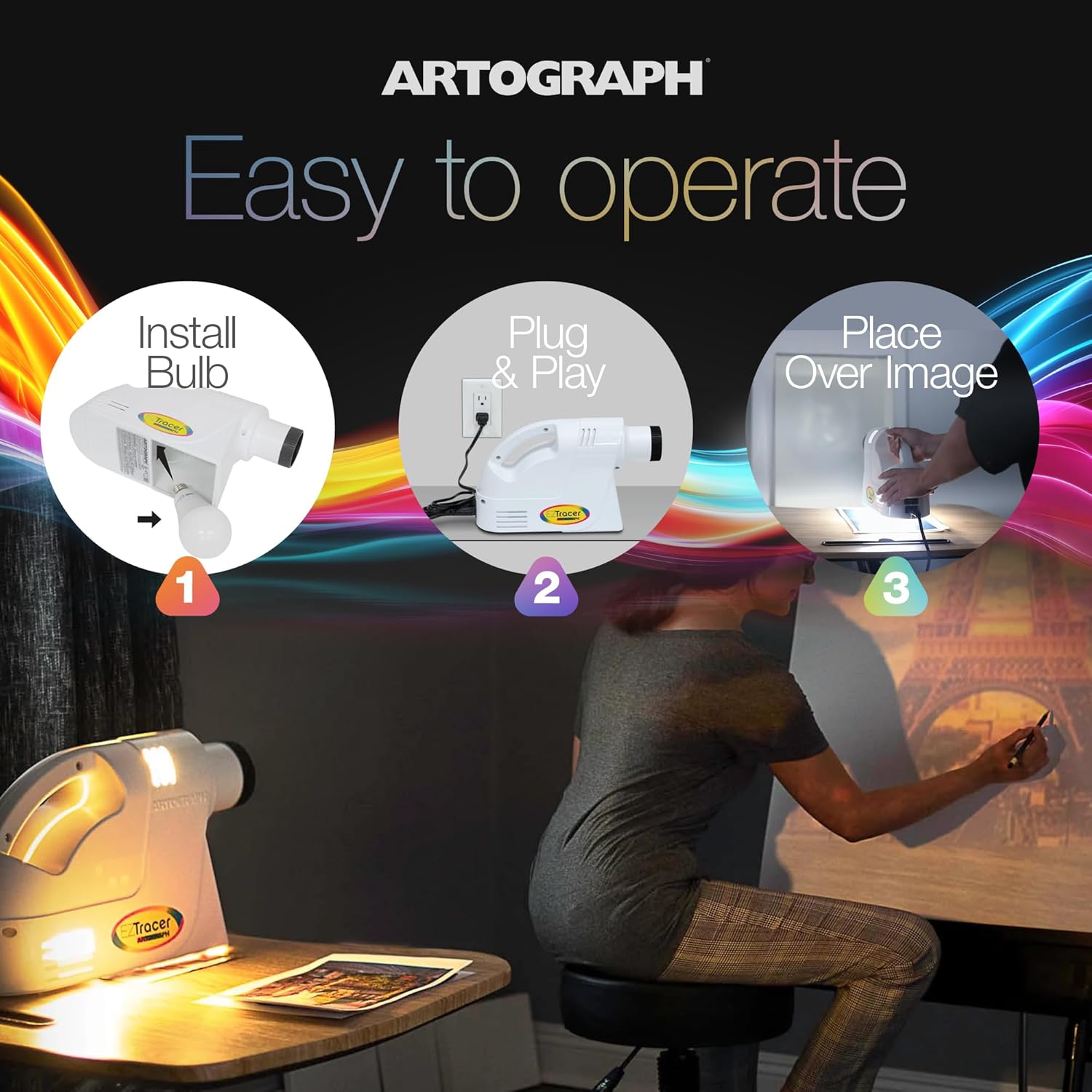Artograph EZ Tracer Opaque Art Projector, 2X to 10X Image Artwork Enlargement - Portable Light for Wall Art, Murals, Drawing, Sketching, Pattern Tracing, Crafts and Learning, 4inch x 4inch Copy Size