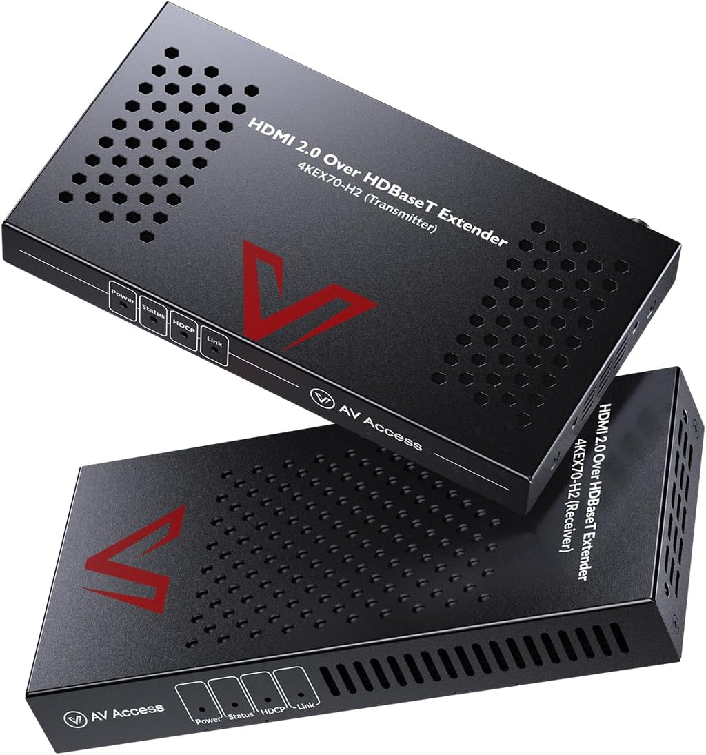 A Acces HDBase 4 HDM Extende Ove Cat5e/6/6a/ 4K@60H 130ft 1080P@60H 230ft HDR10+ HDM 2. YUV4:4:4 UltraHD HDC 2.2 18Gbps Plu Play I Retur PoE Smar EDID(4KEX70-H2)