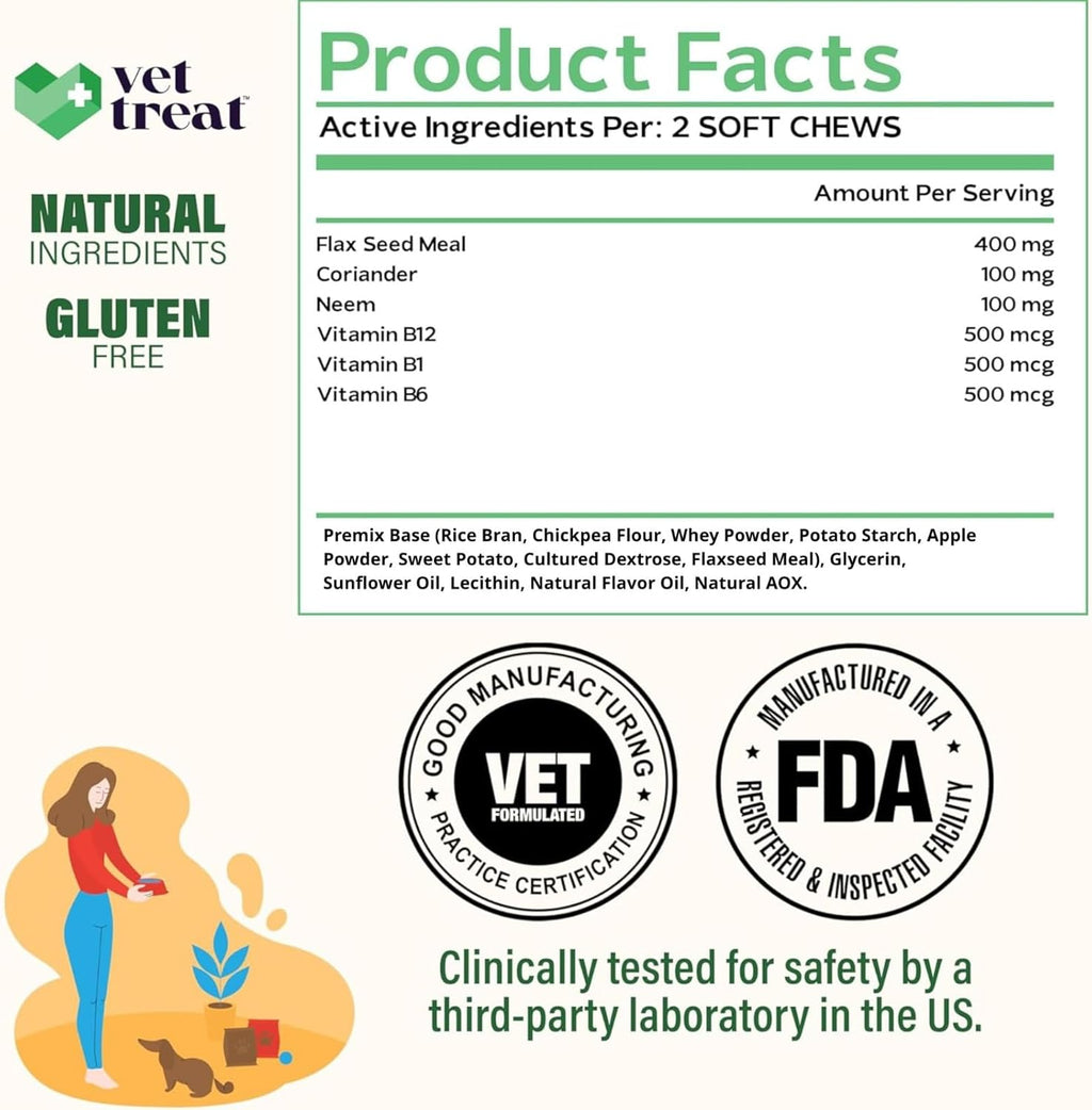 Fle an Tic Preventio fo Dog Chewable -Mad i USA Natura Do Fle an Tic Treatmen Ora Fle Pill Ve Recommende Fle an Tic Chew Al Breed Size 12 Sof Treat (Chicken)