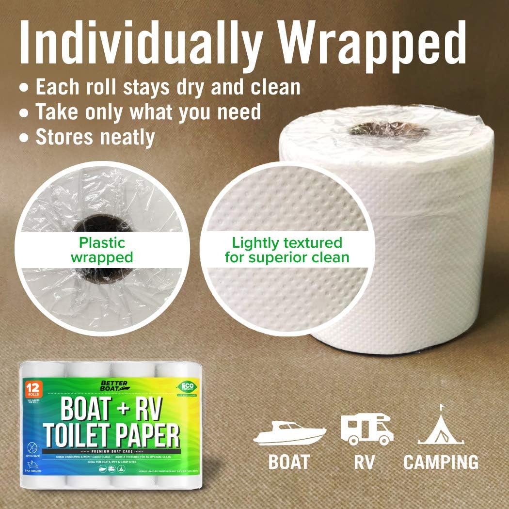 Boa an R Toile Paper Septi Saf Quic Dissolvin Tissue 1 Singl Rolls Biodegradabl 2-Pl fo Marine Travel an Campe Systems Campin Tank-Saf Bul Pack