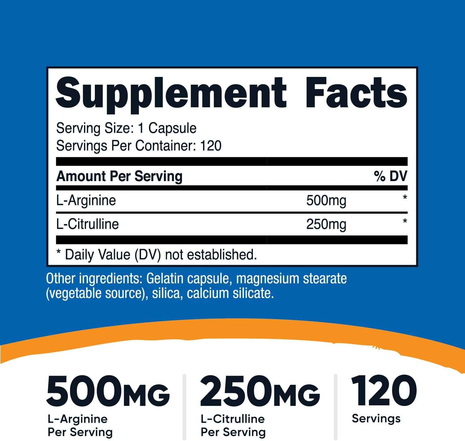 Nutricost L-Arginine L-Citrulline Complex 750mg, 120 Capsules - Non-GMO
