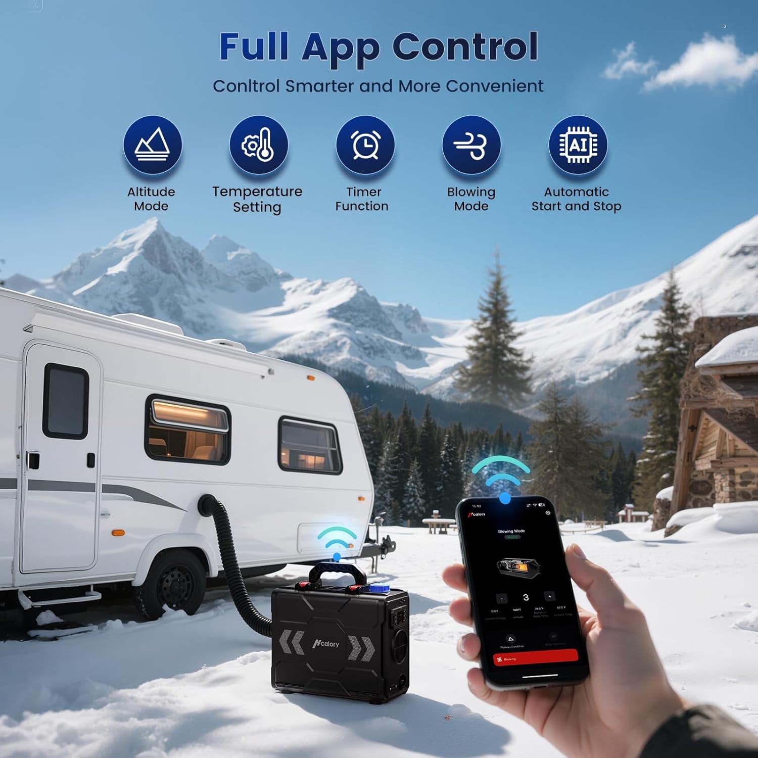 HCALOR 12 Portabl Diese Heater,Toolbo Diese Ai Heate 8K 6 All-in-On Parkin Heate wit AP Contro Wor a Altitud Ma 2000 f fo Ca Truck R an camper