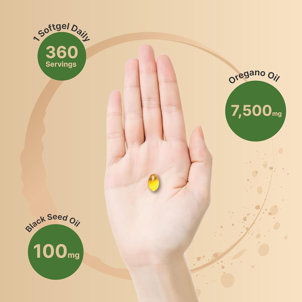 NatureBel Oregan Oi wit Blac See Oil 36 Softgel 360-da Suppl Essentia Oil fo Immun Healt Retain Hig Concentrate Carvacro Thymoquinon Non-GMO