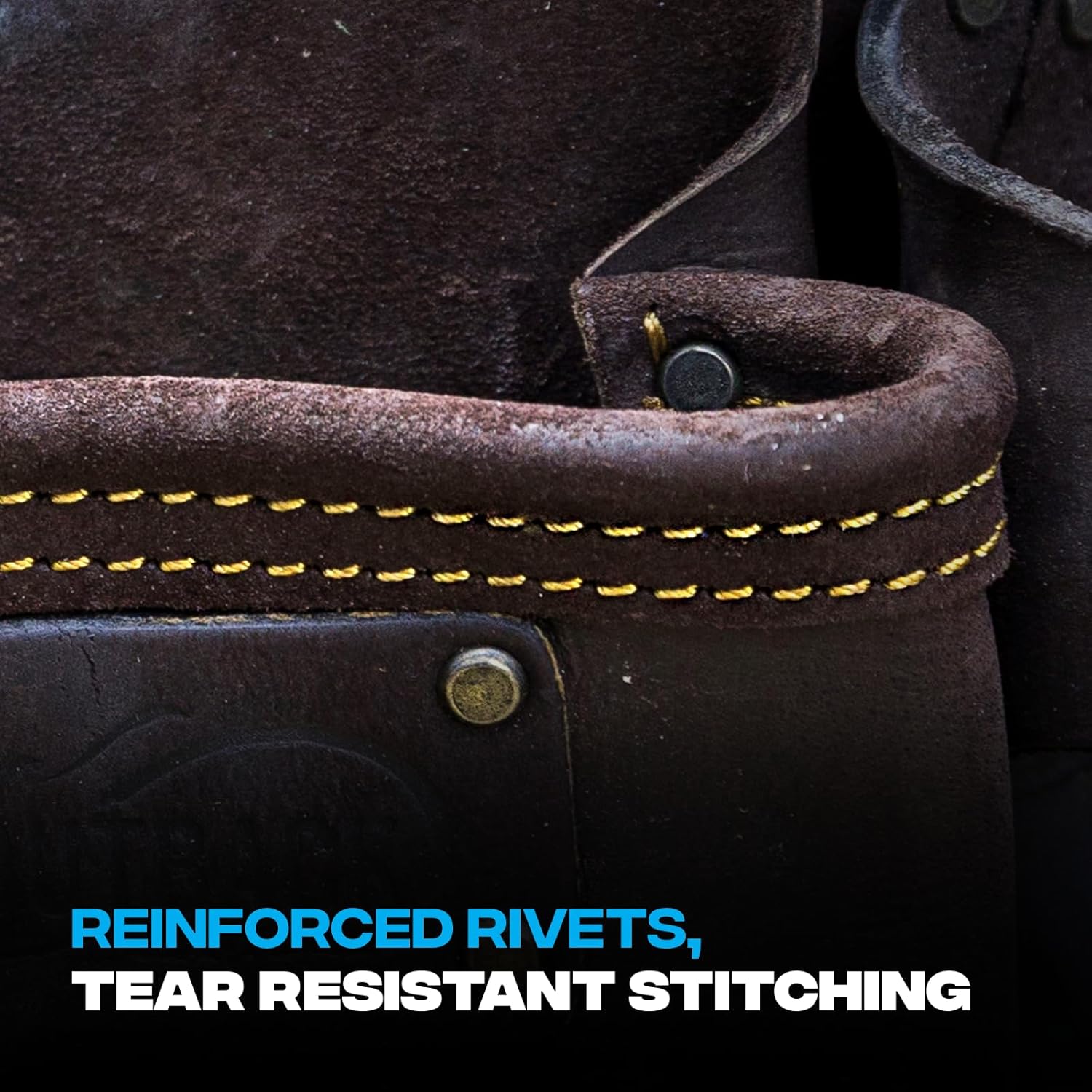 Ox Tools Pro Construction Tool Belt - 22-Pocket Leather Tool Belt Pouches - Rig Made of Oil-Tanned Leather with Double-Stitching and Steel Rivets - OX-P263604