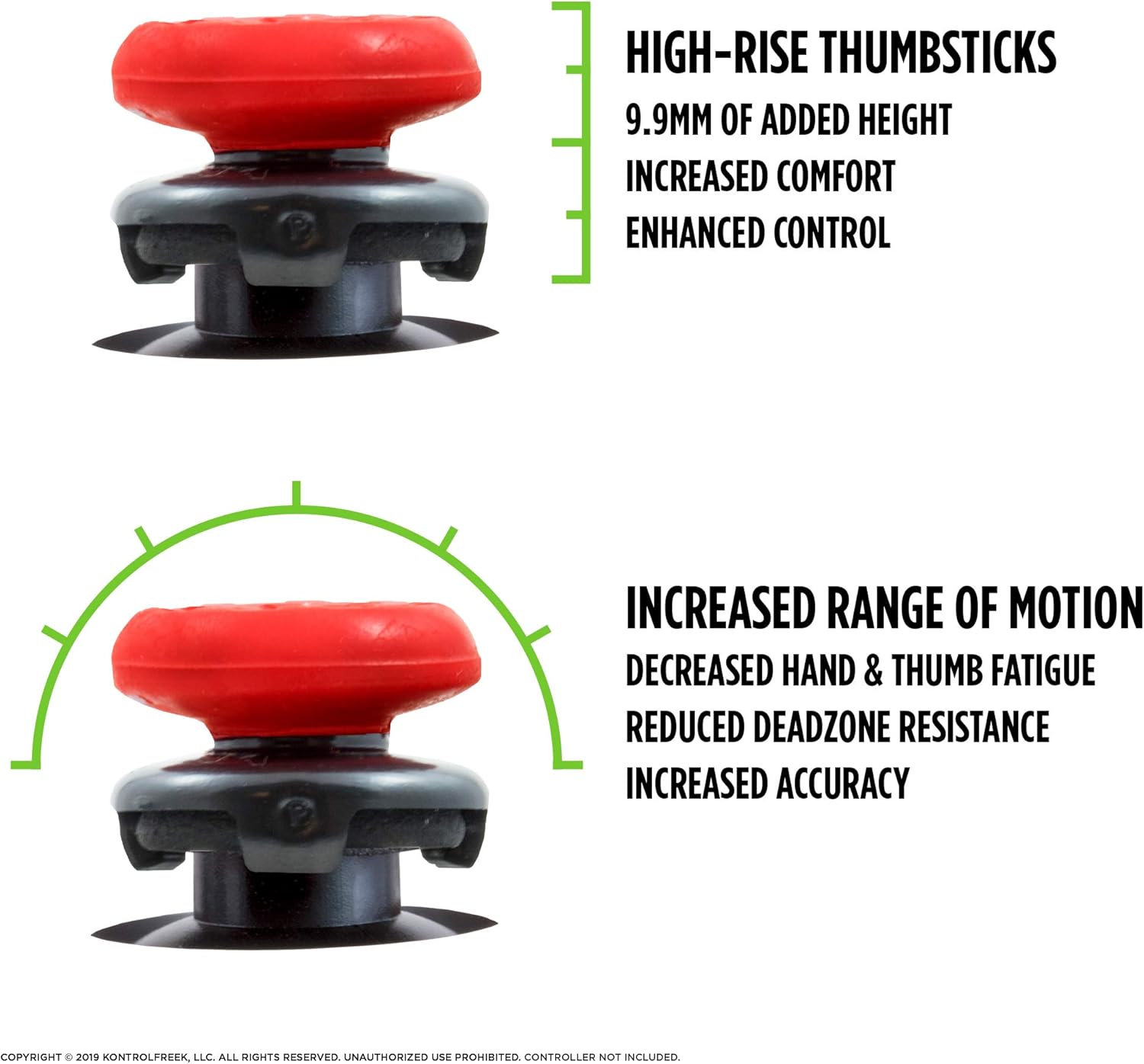 KontrolFree FP Free Infern fo Xbo On an Xbo Serie Controlle Performanc Thumbstick  High-Ris Concav Red