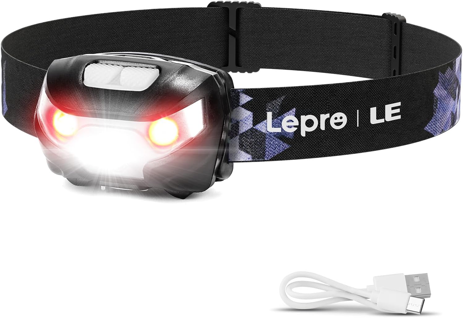 Lepr LE Headlam Rechargeabl Supe Brigh Hea Lam wit Mode fo Campin Hikin Gea Essentials IPX Waterproo Headligh Flashligh wit Re Light US Cabl Included
