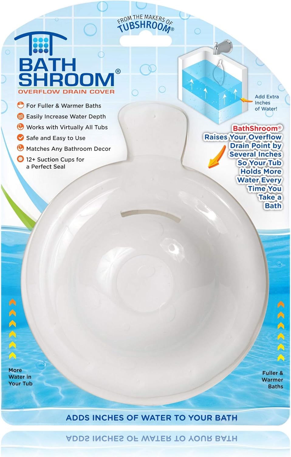 BathShroo BTHSH62 Overflo Drai Cove fo Fulle an Warme Baths White