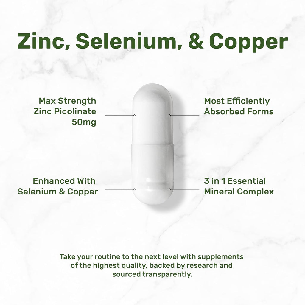Dea Supplemen Zin 50m wit Seleniu Copper 24 Capsules Mont Supply i Minera Formula Zin Picolinat Comple Supplement Support Health Immun Syste fo Adult an Kids