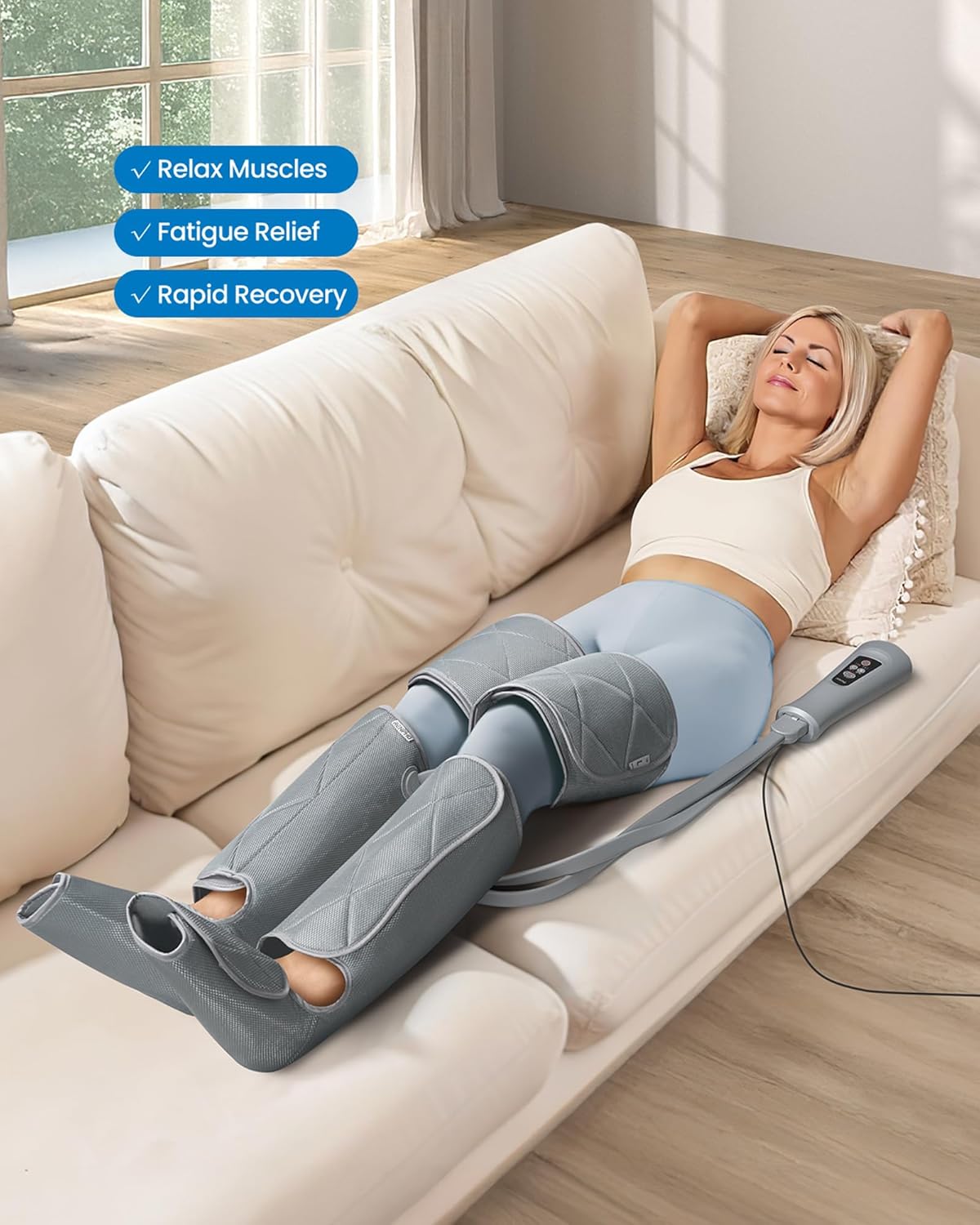 RENPH Le Compressio Massager Le Massage Cal Massage fo Circulatio an Pai Relief Effectiv fo Fathe Mothe Reduc Swelling Grey