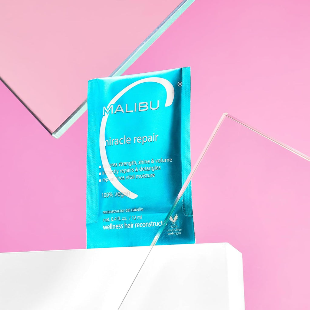 Malibu C Miracle Repair Reconstructor - Nourishing Hair Treatment for Weak, Damaged Strands - Flax Protein Vitamin B5 for Moisture