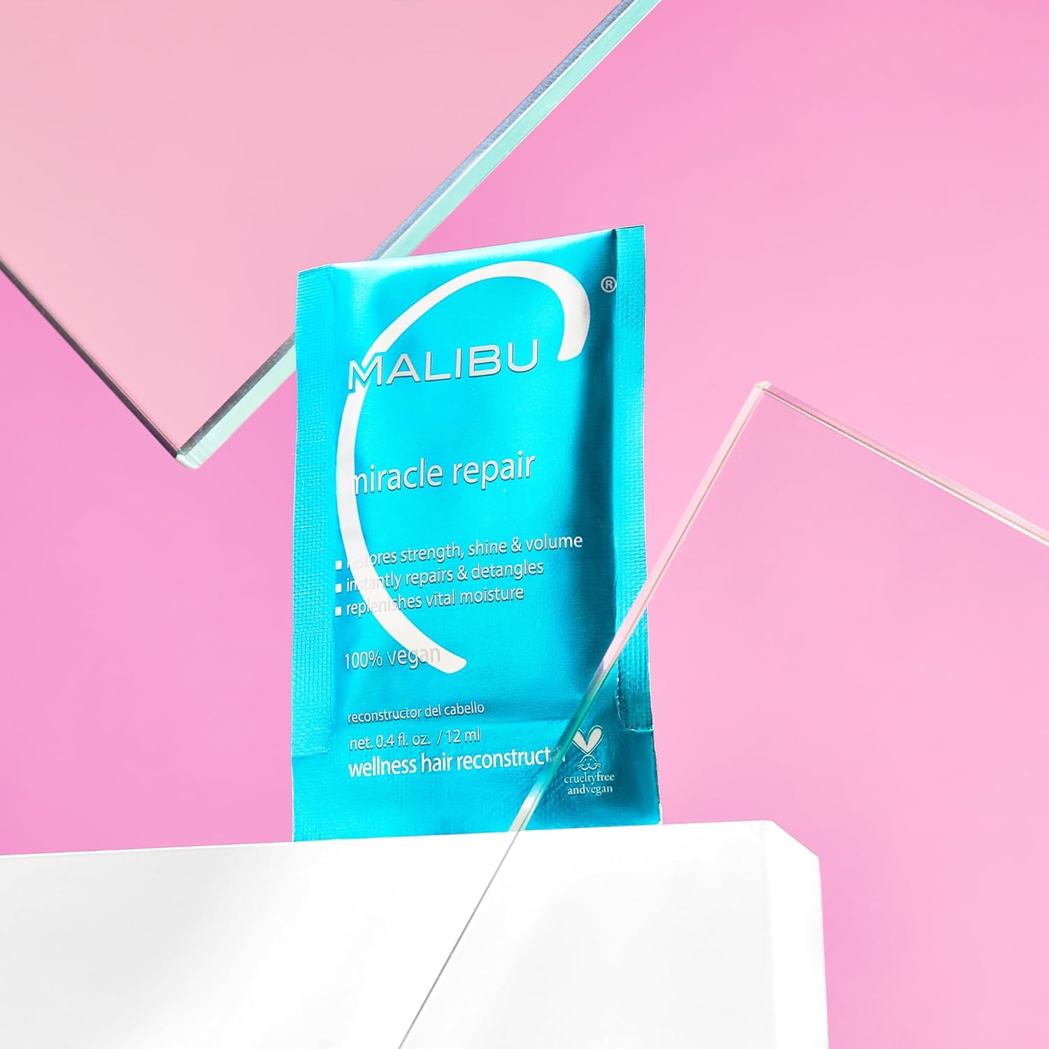 Malibu C Miracle Repair Reconstructor - Nourishing Hair Treatment for Weak, Damaged Strands - Flax Protein Vitamin B5 for Moisture