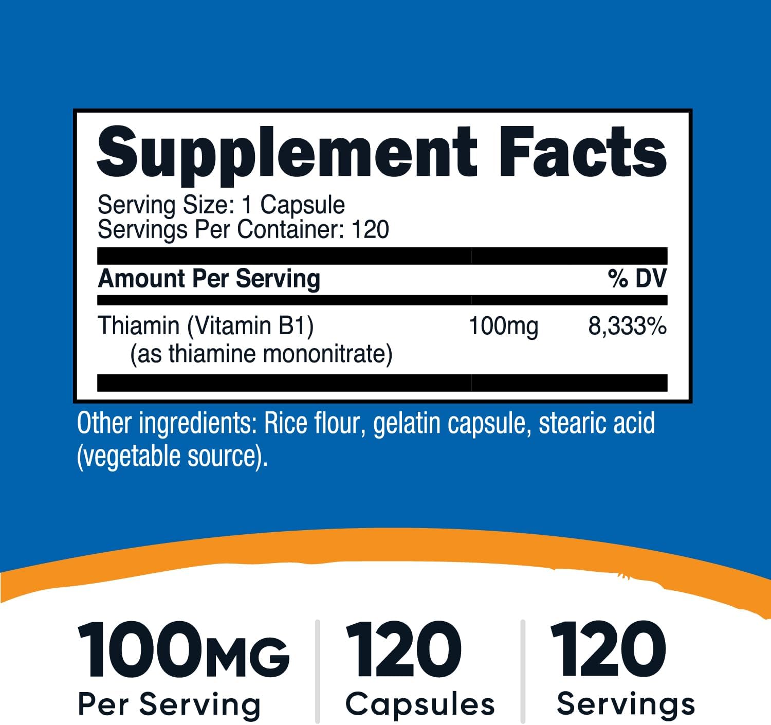 Nutricost Vitamin B1 (Thiamine) 100mg, 120 Capsules - Gluten Free and Non-GMO