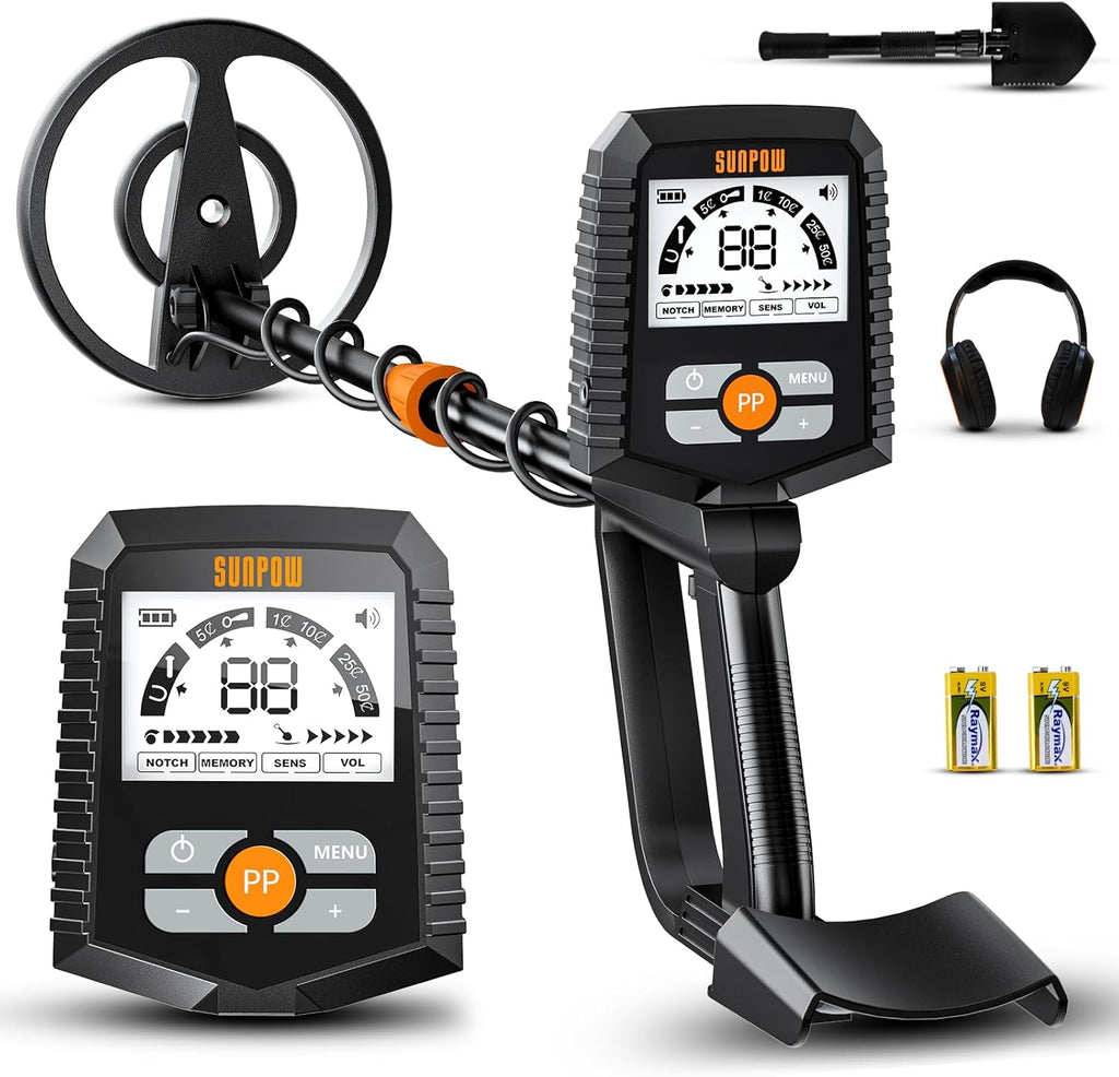SUNPOW Metal Detector for Adults & Kids, Kids Metal Detector kit Waterproof for Gold Detecting, Stable Anti-Interference, Higher Accuracy, Bigger LCD Display, 4 Modes, 8inch Search Coil, MD13